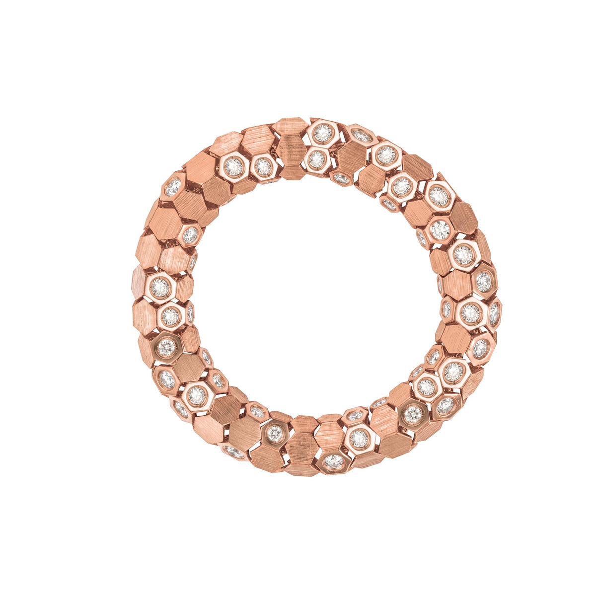 Essential’s Hexagon Rose Gold Diamond Brushed Ring