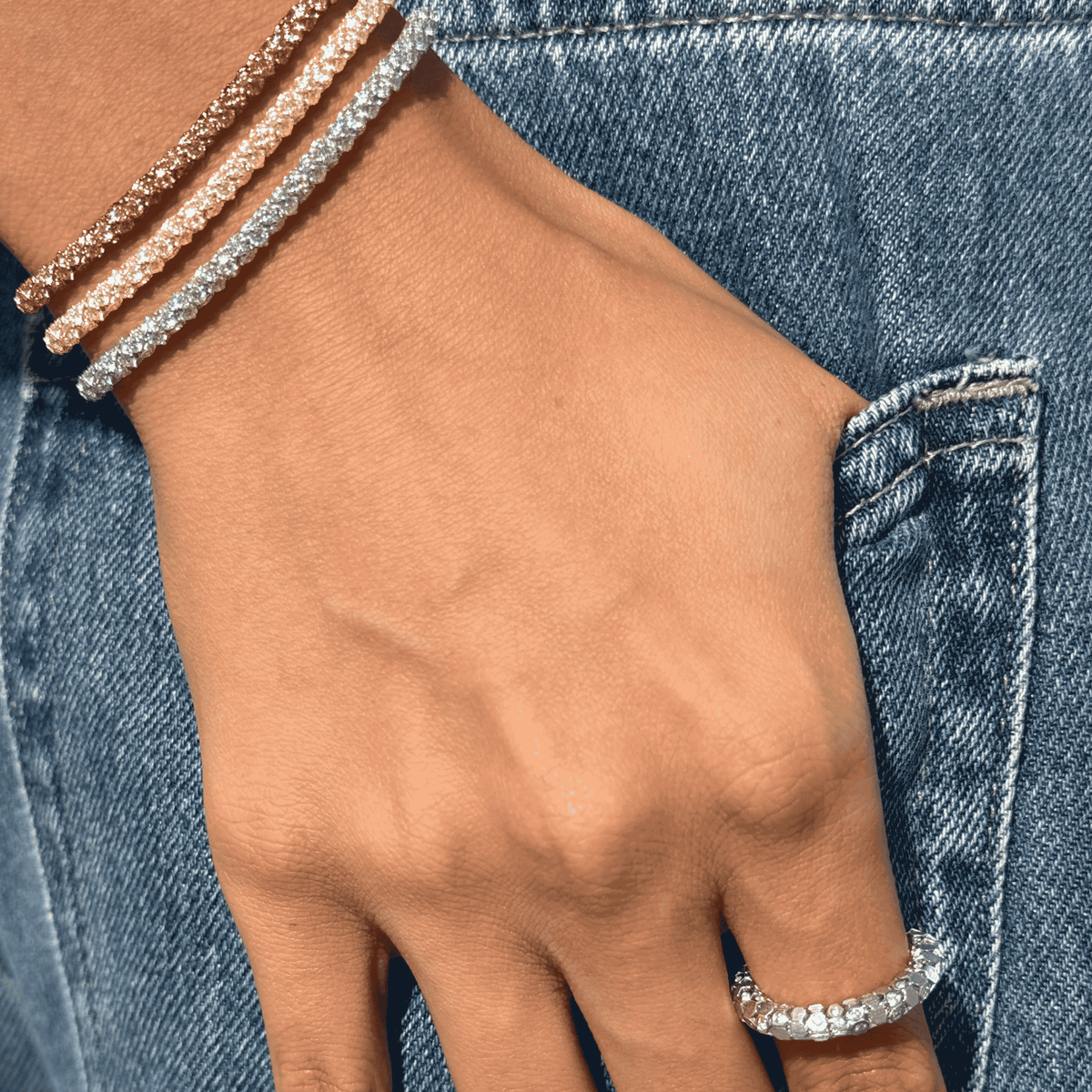 Essential’s Hexagon White Gold Diamond Brushed Ring