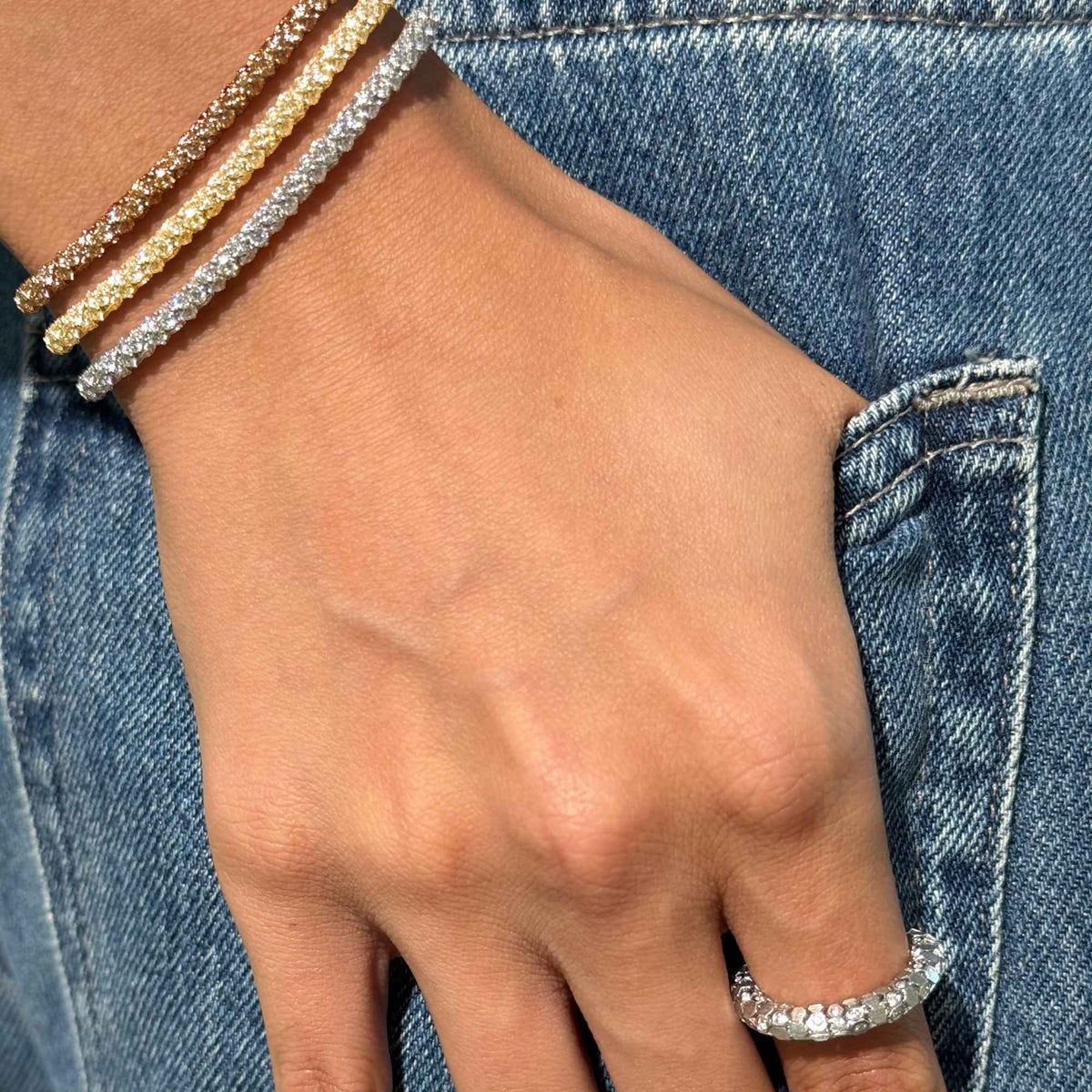 Essential’s Yellow Gold Champagne Diamond Link Bracelet
