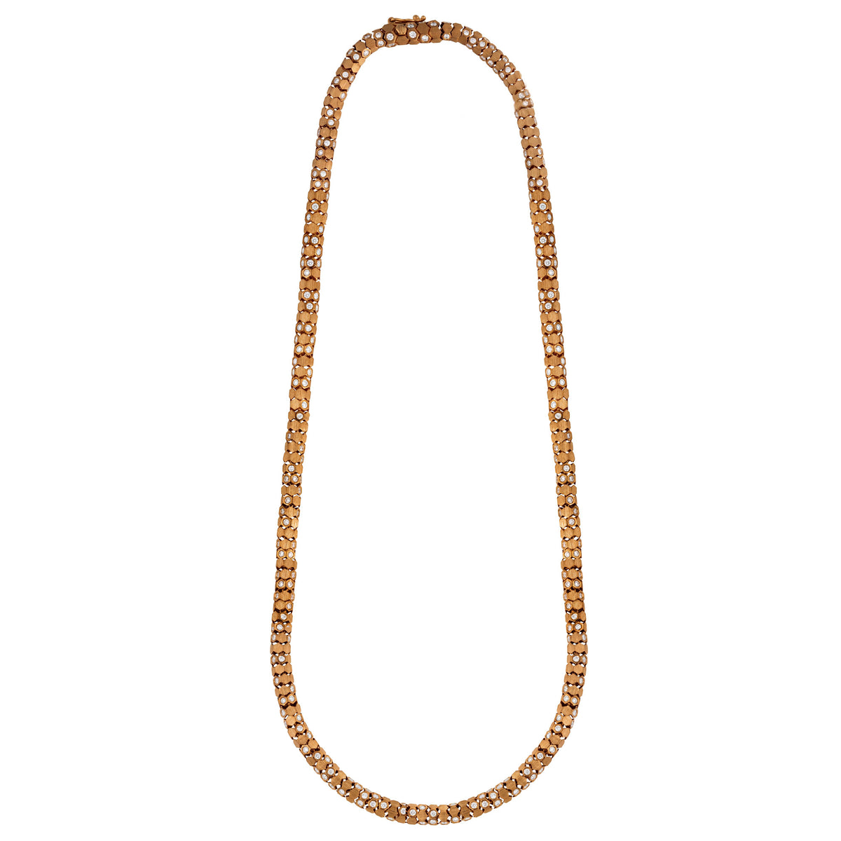 Essential's Hexagon Brown Gold Champagne Diamond Brushed Necklace
