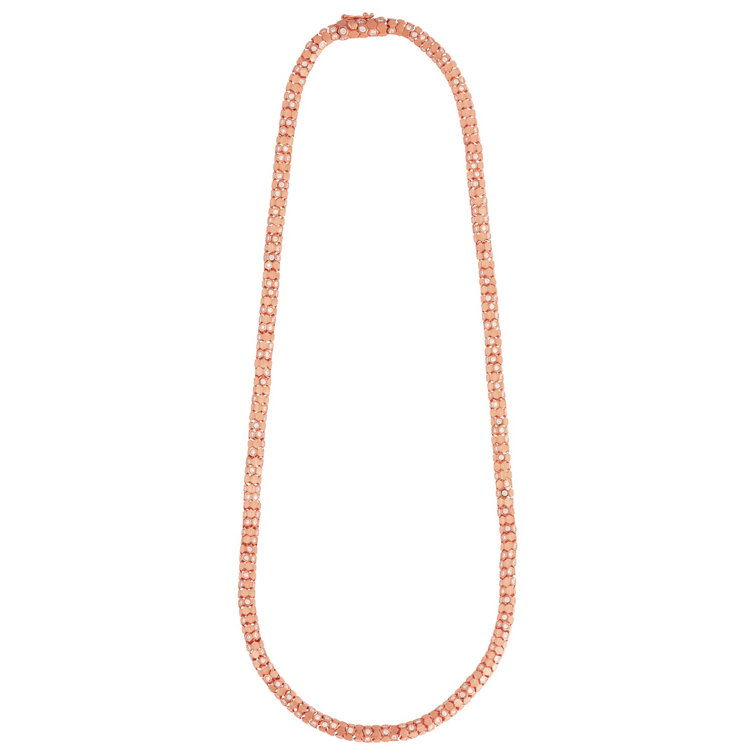 Essential's Hexagon Rose Gold Champagne Diamond Brushed Necklace