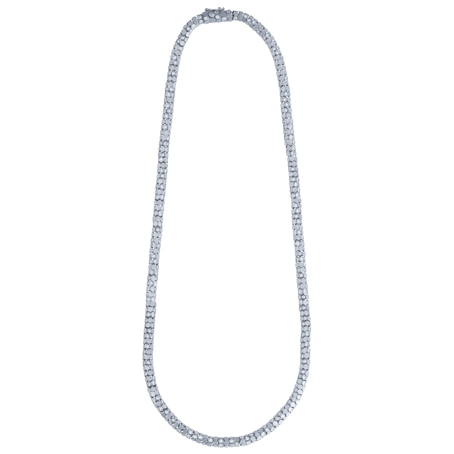 Essential's Hexagon White Gold Diamond Brushed Necklace