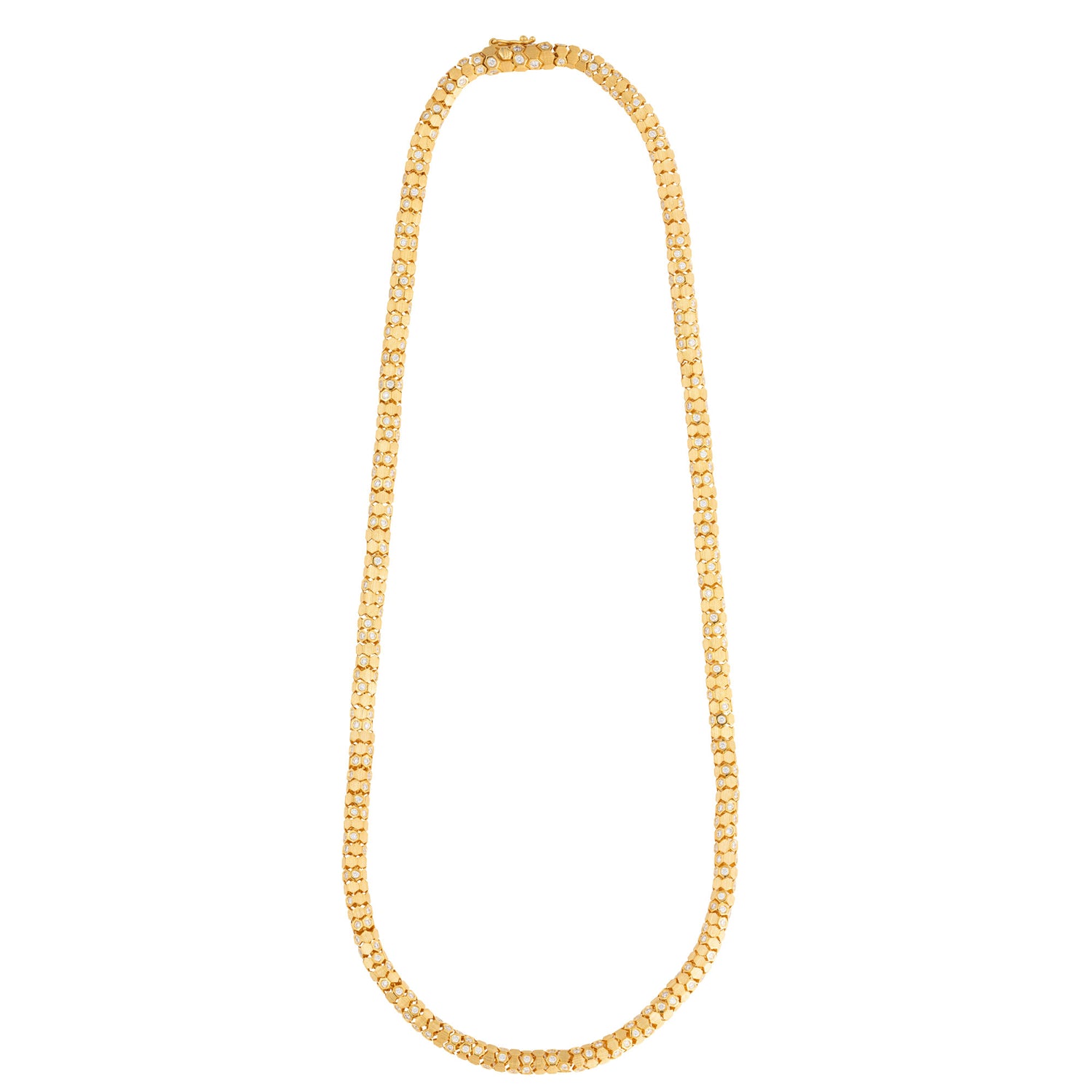 Essential's Hexagon Yellow Gold Diamond Brushed Necklace