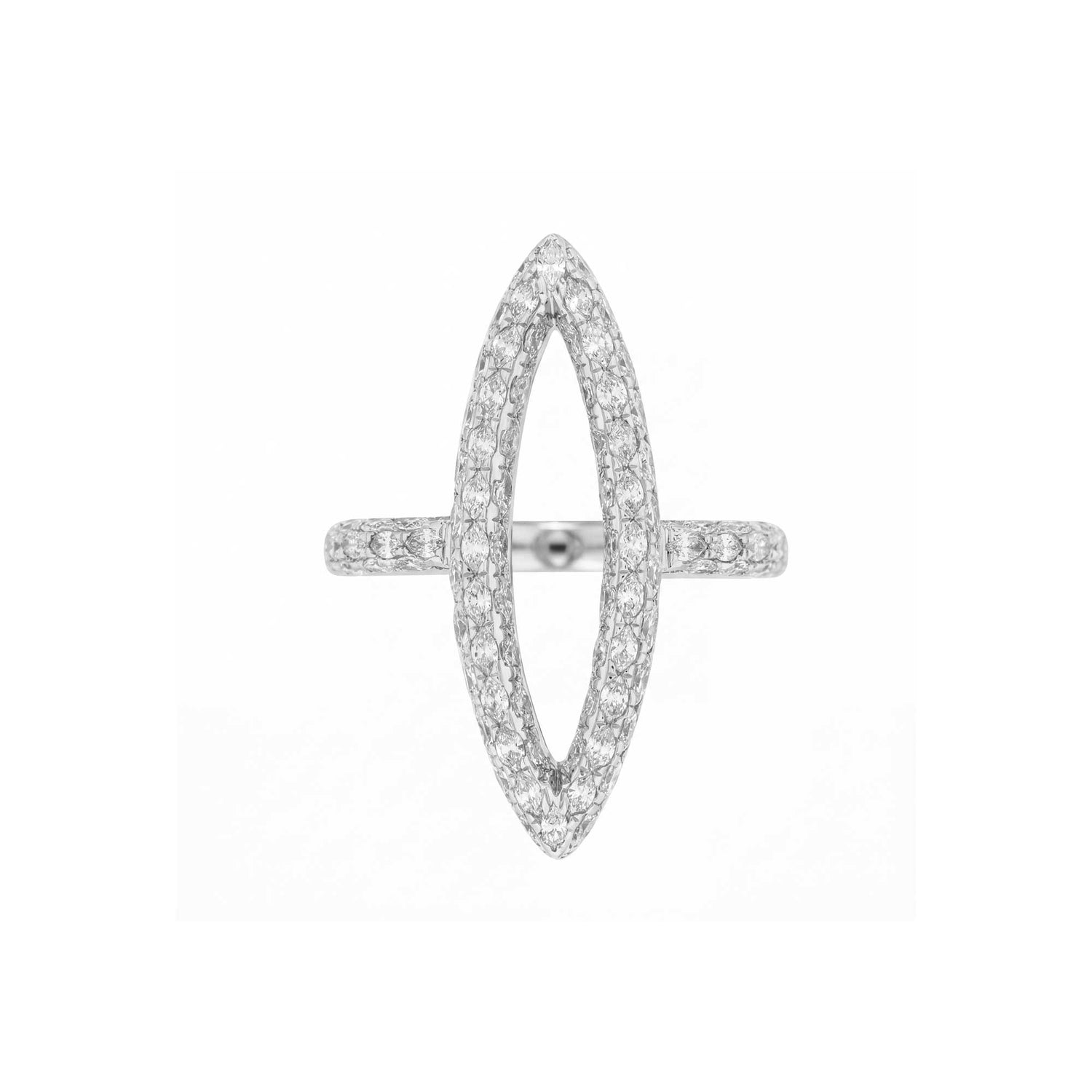 La Feuille Tombée Marquise White Gold Diamond Baguette Ring