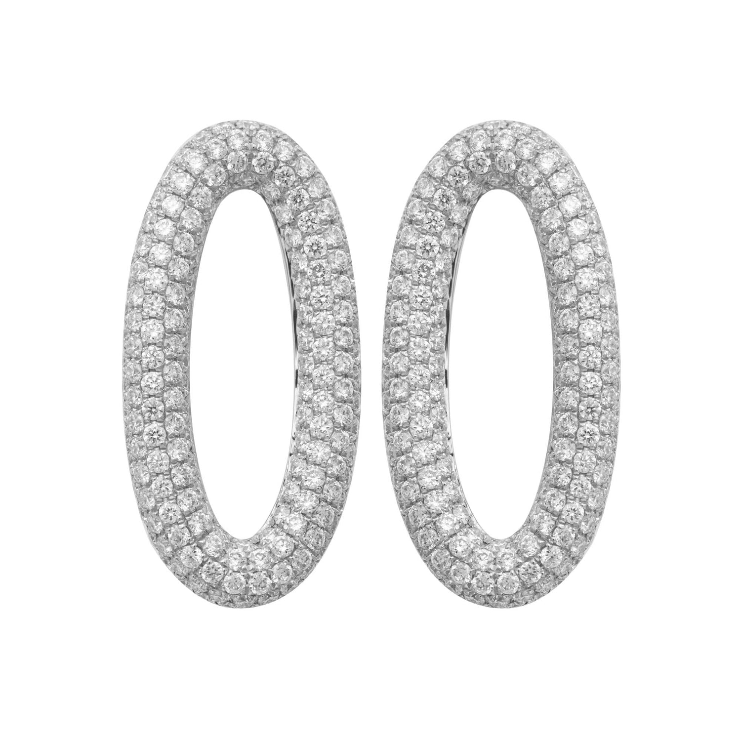 La Feuille Tombée Oval White Gold Diamond Earring