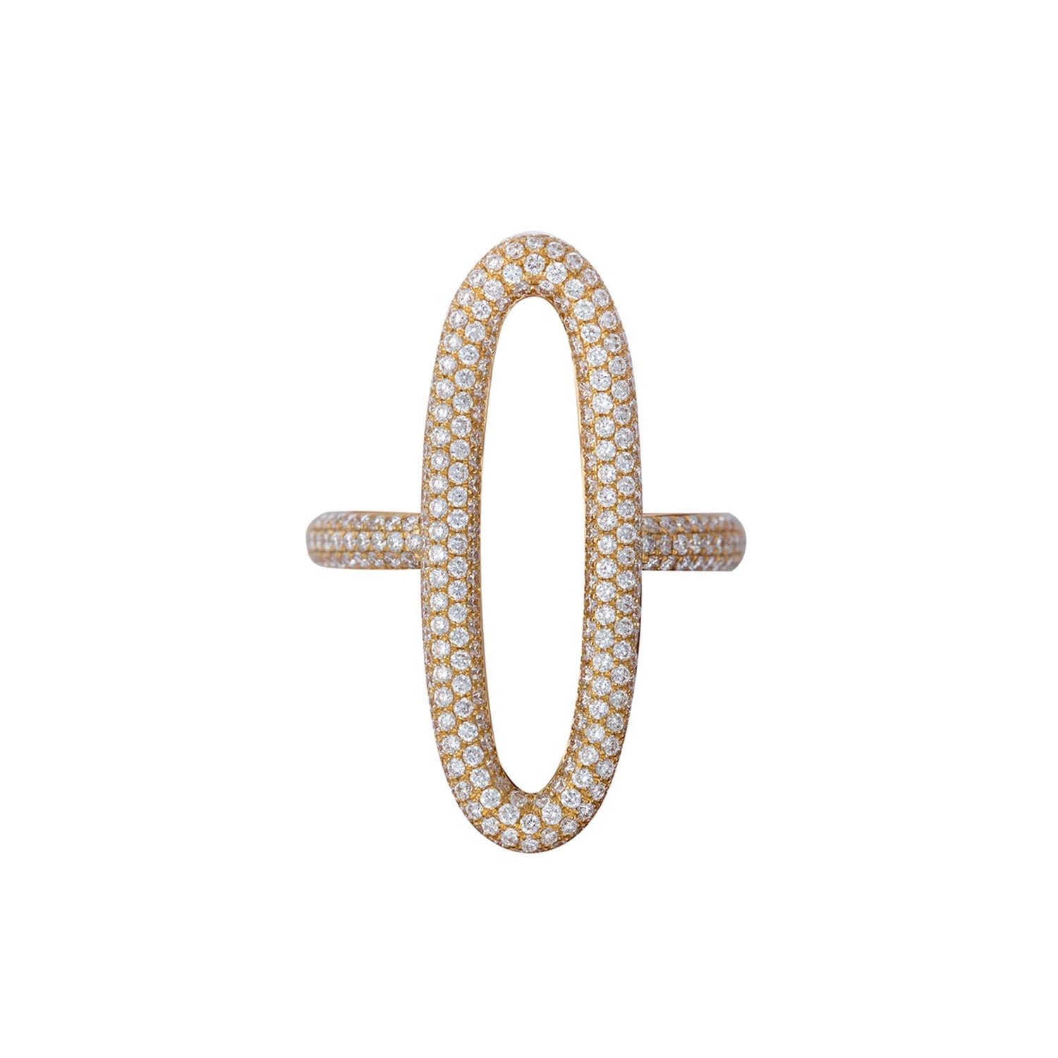 La Feuille Tombée Oval Yellow Gold Diamond Ring