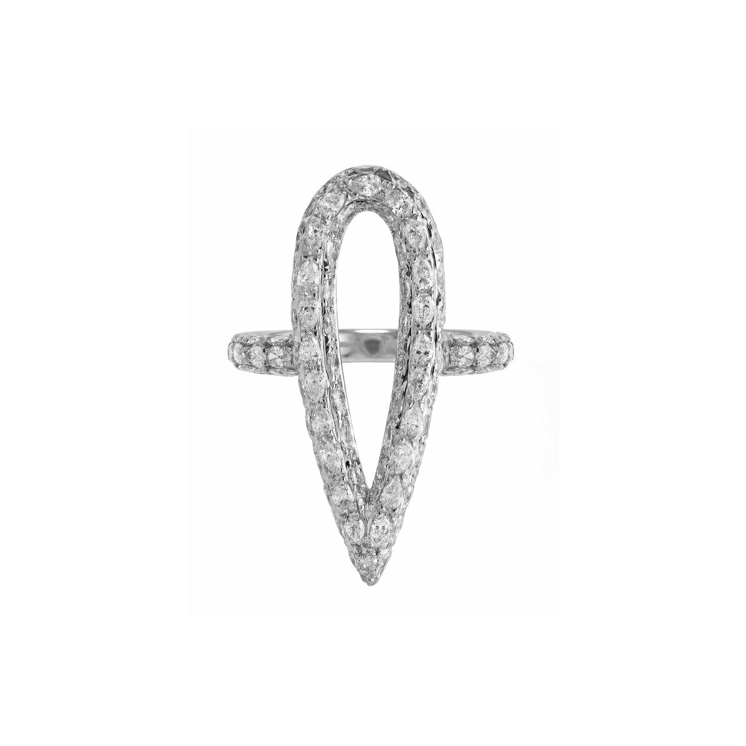 La Feuille Tombée Pear White Gold Diamond Pear Ring