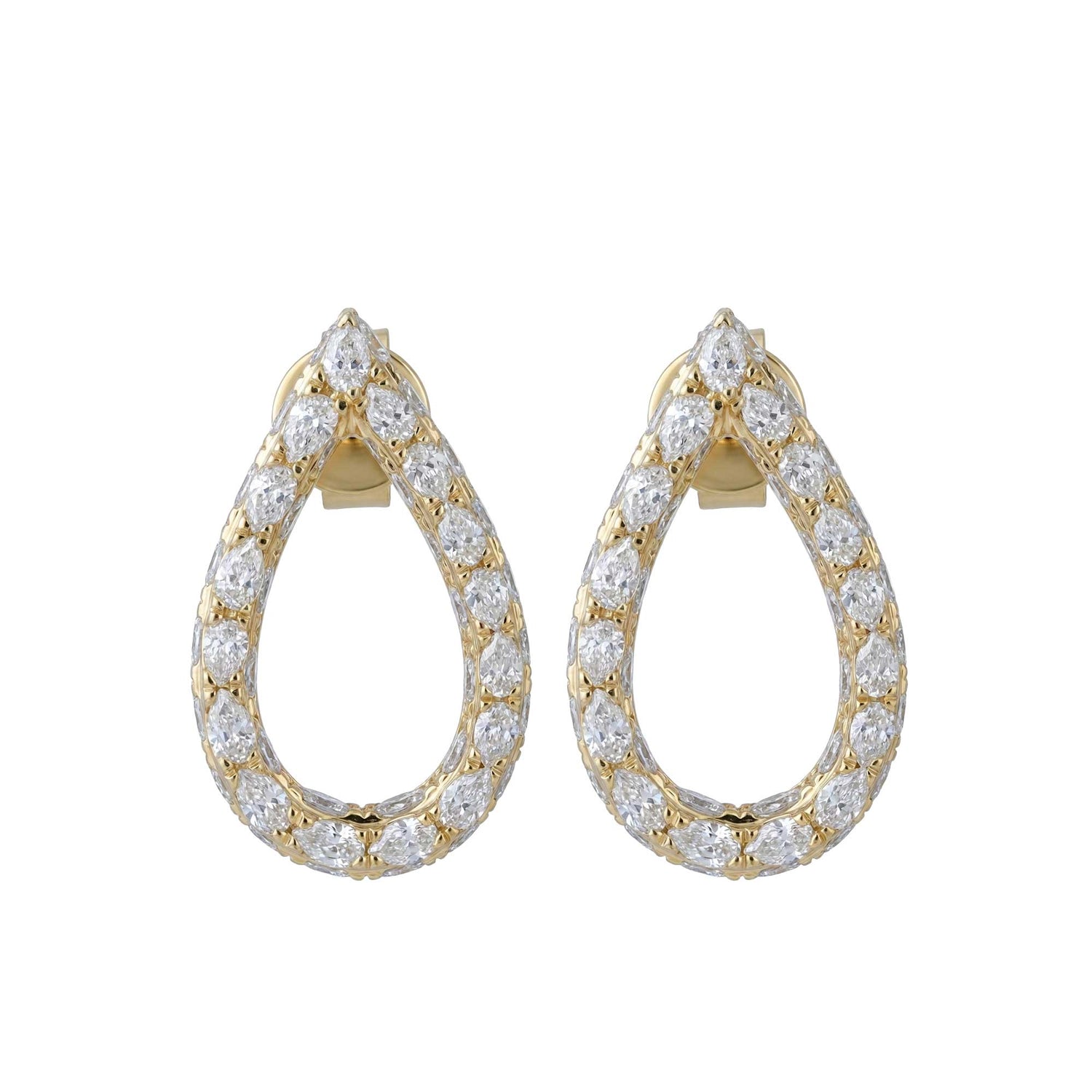 La Feuille Tombée Pear Yellow Gold Diamond Pear Earring