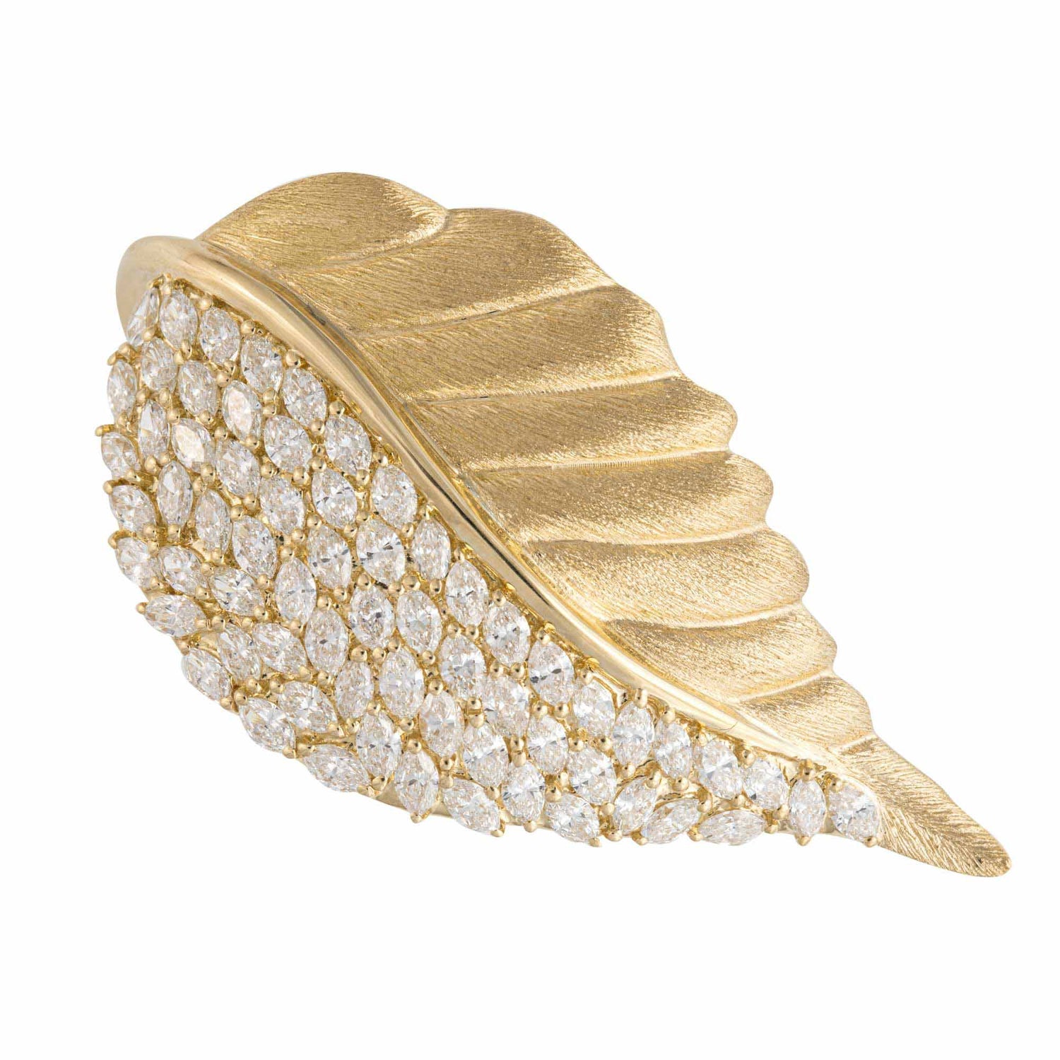 La Feuille Tombée Yellow Gold Diamond Marquise Ring