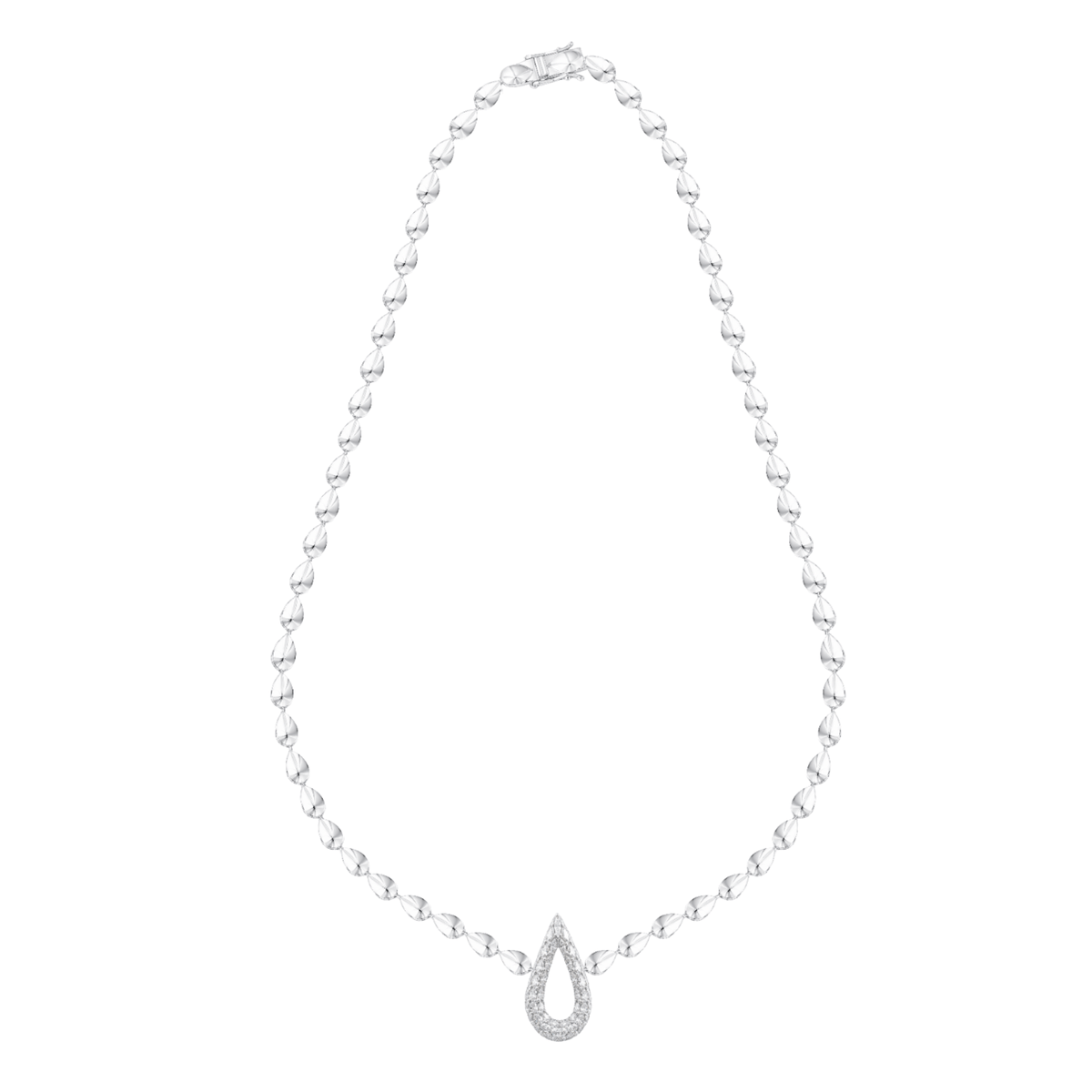 La Feuille Tombée White Gold Diamond Pear Pendant Necklace