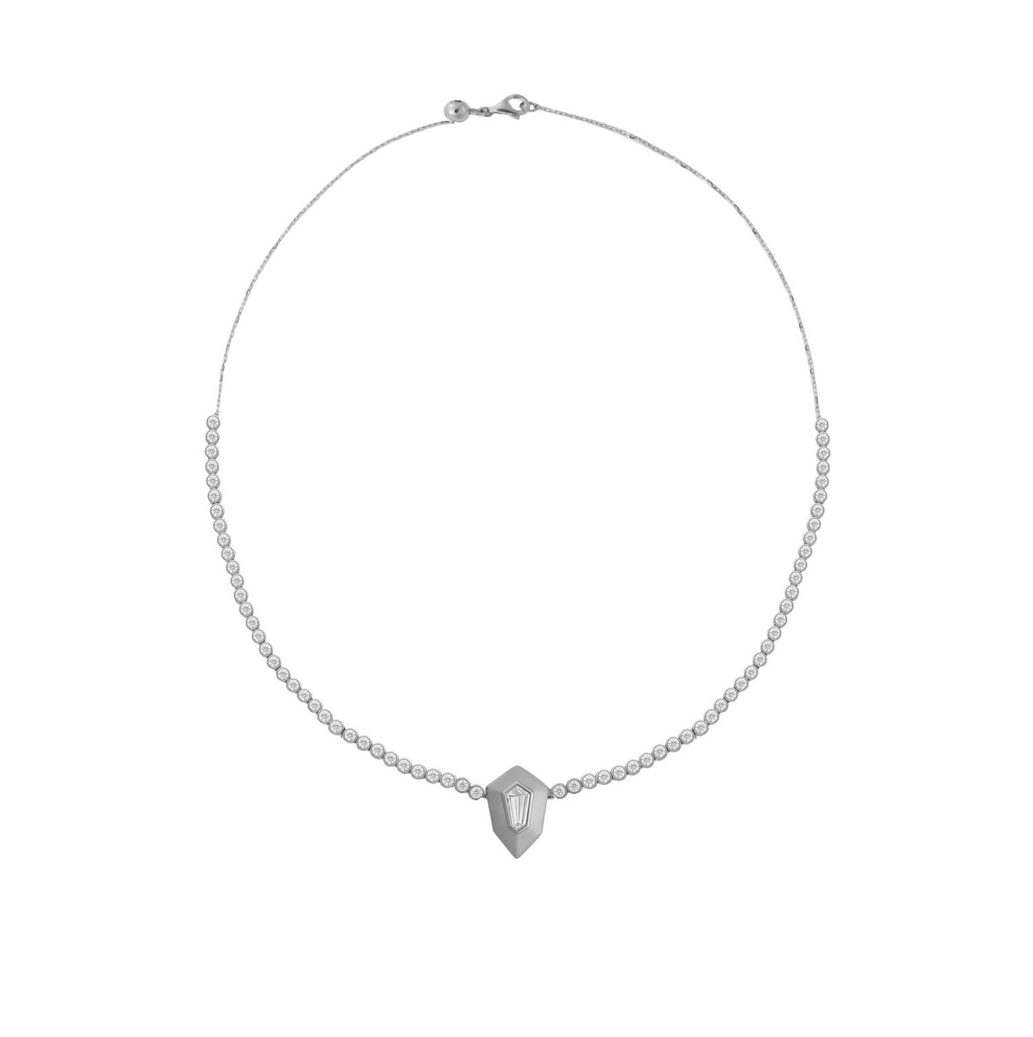 Roma Hexagon White Gold Baguette Diamond Chain Necklace