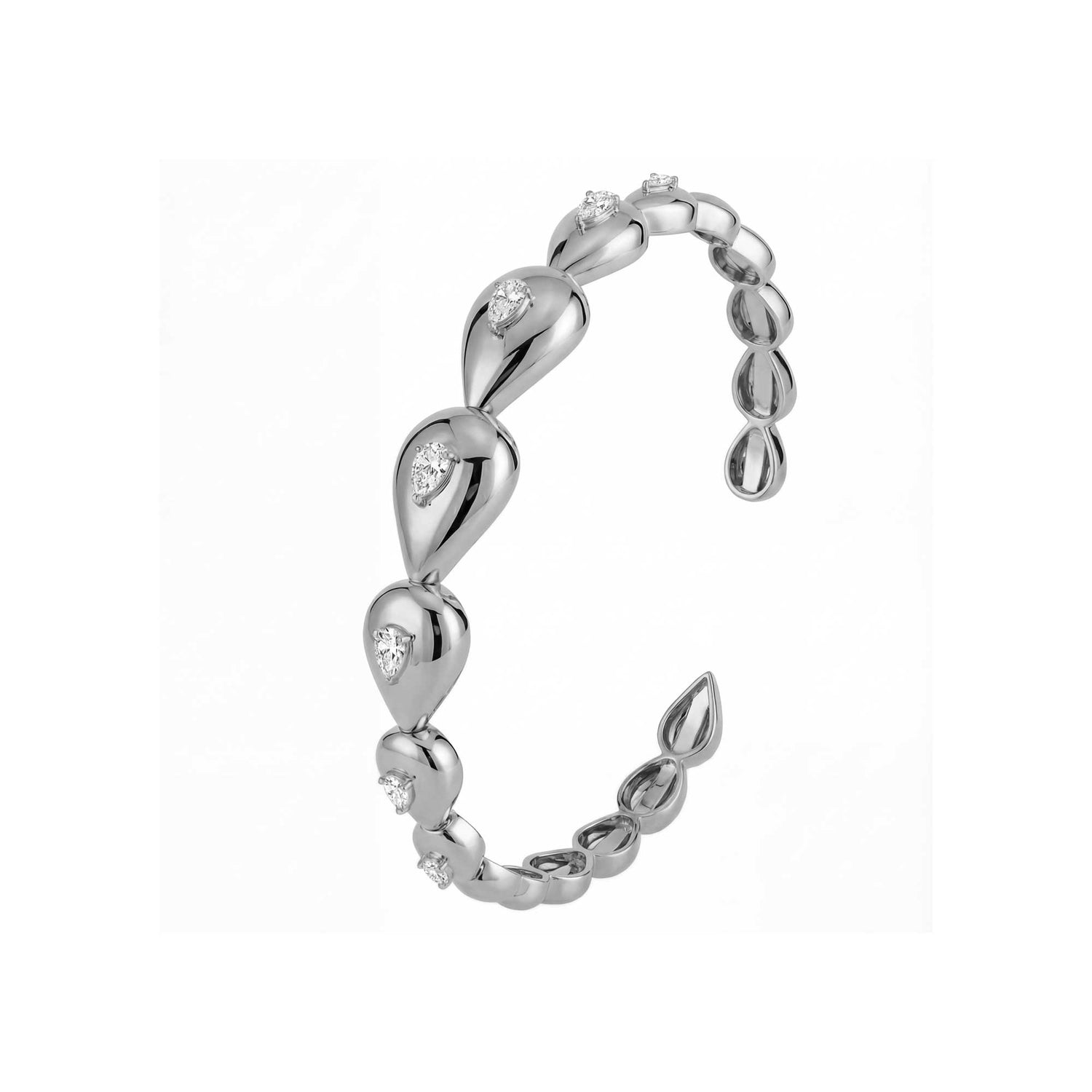 Roma Link Pear White Gold Bezel Diamond High Gloss Bangle