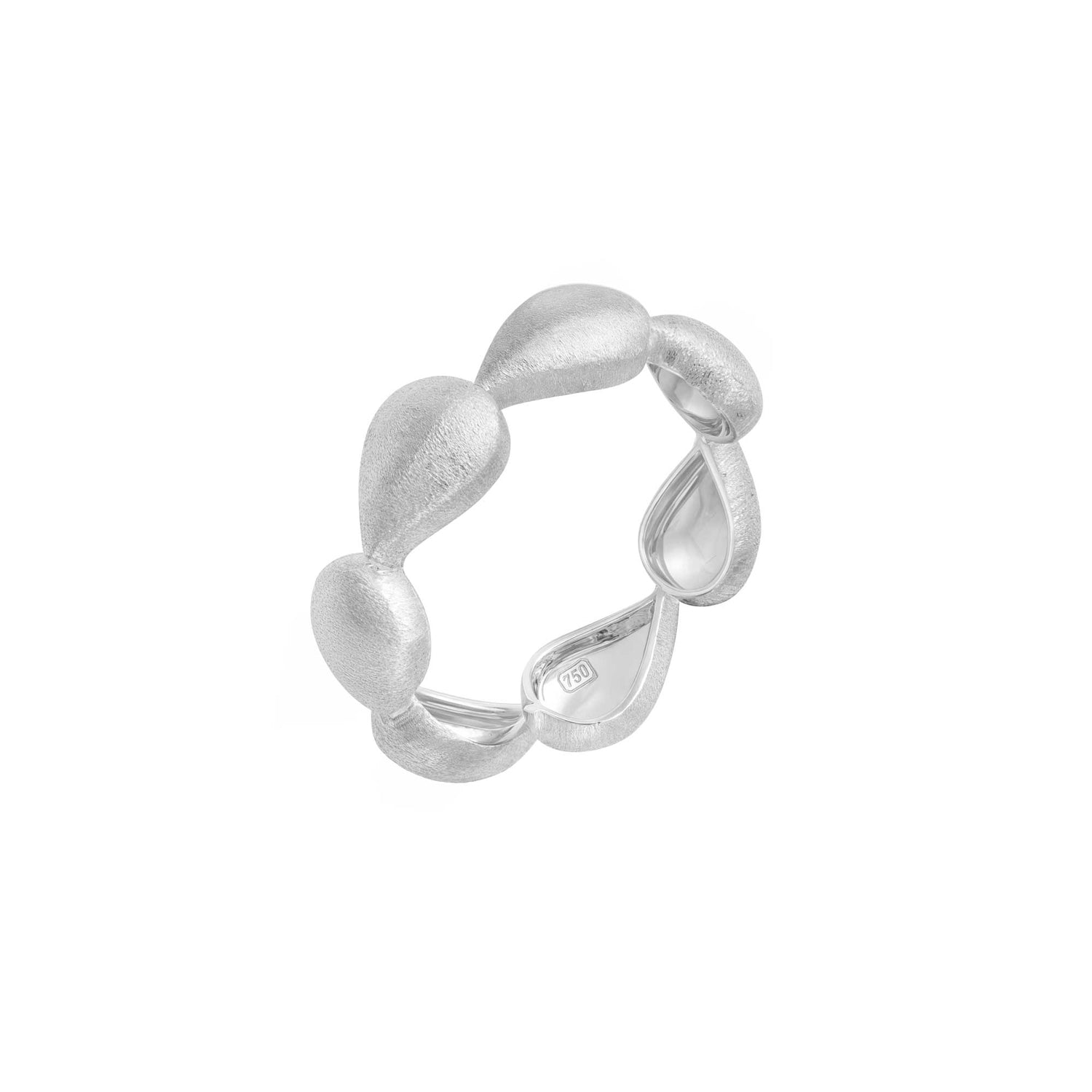 Roma Link Pear White Gold Brushed Ring