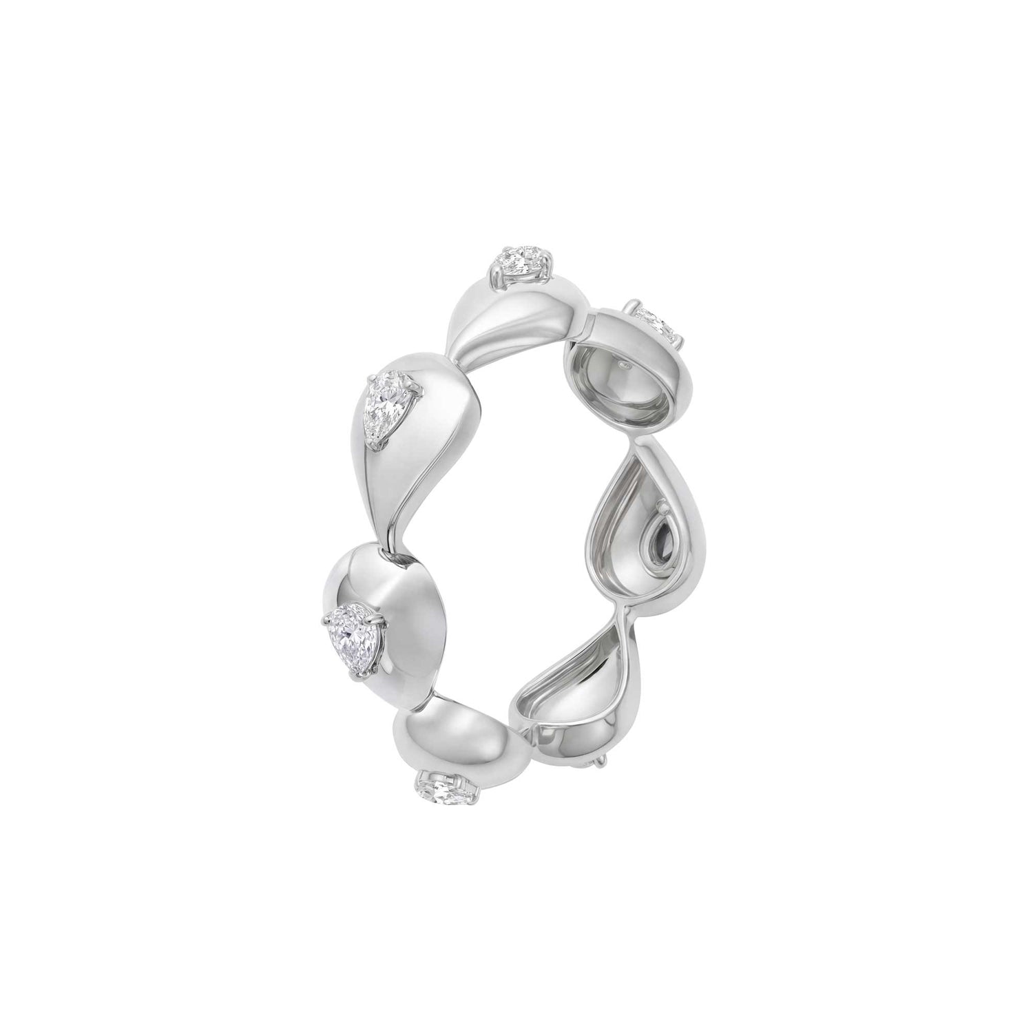 Roma Link Pear White Gold Diamond High gloss Ring