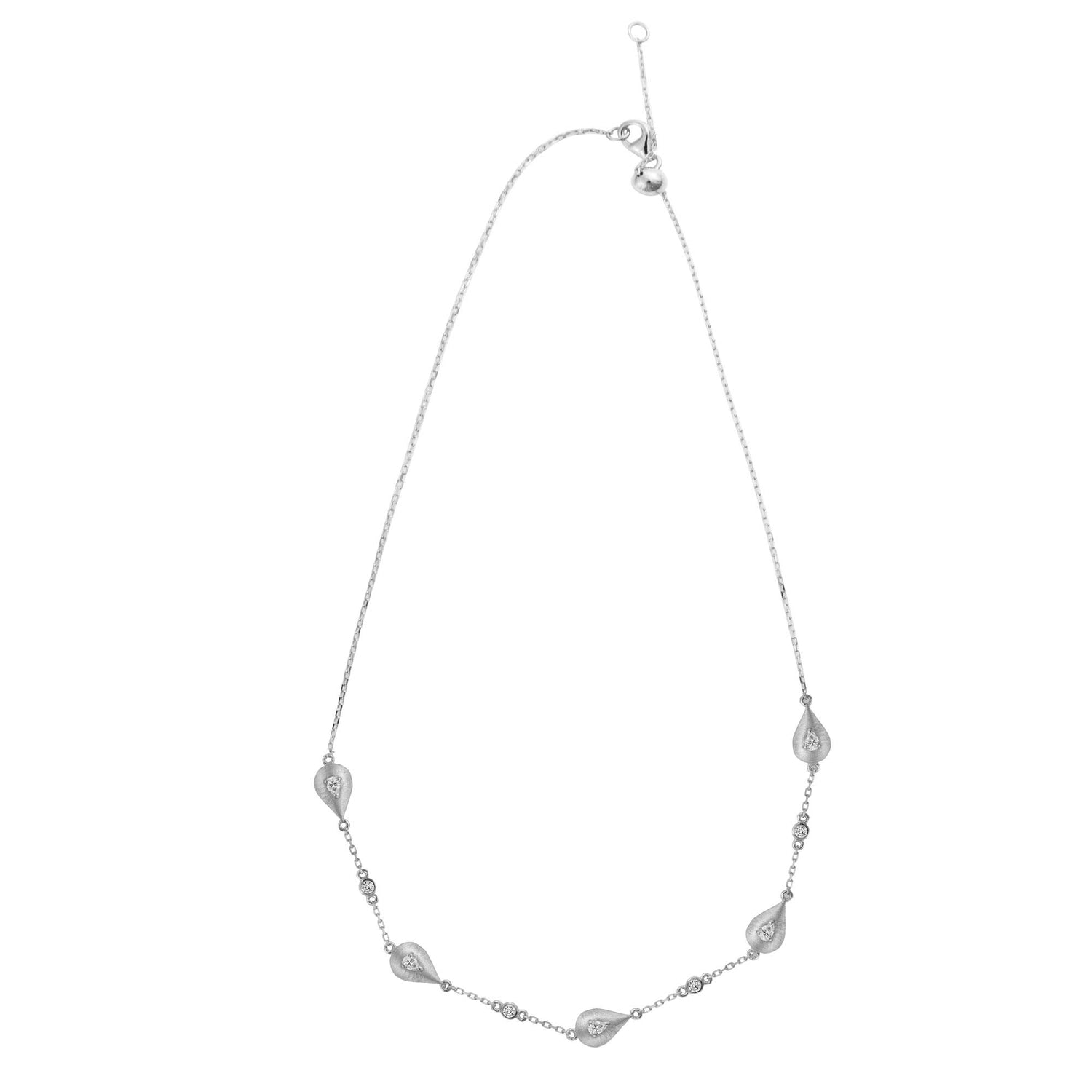 Roma Pear White Gold Diamond 5 Motif Necklace