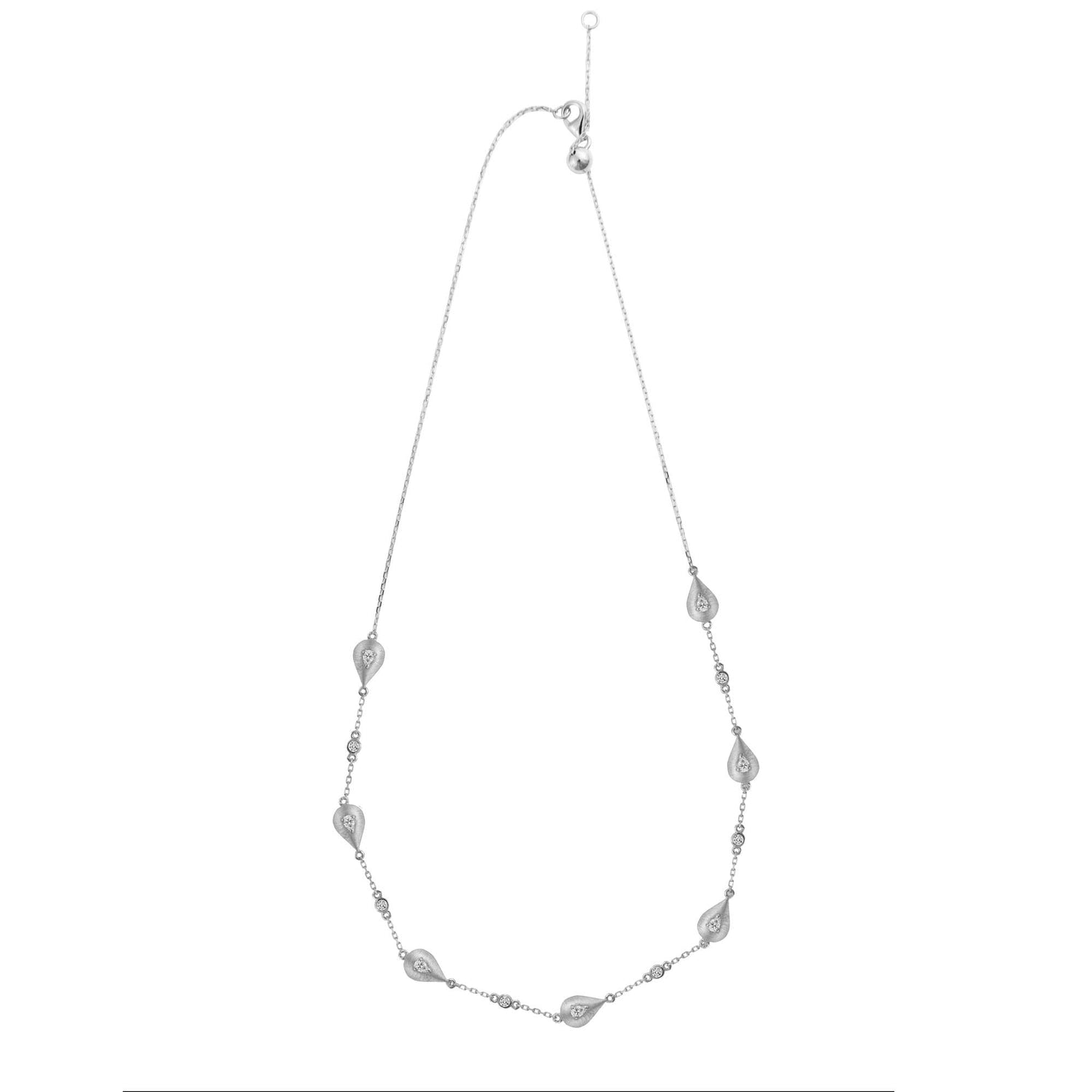 Roma Pear White Gold Diamond 7 Motif Necklace