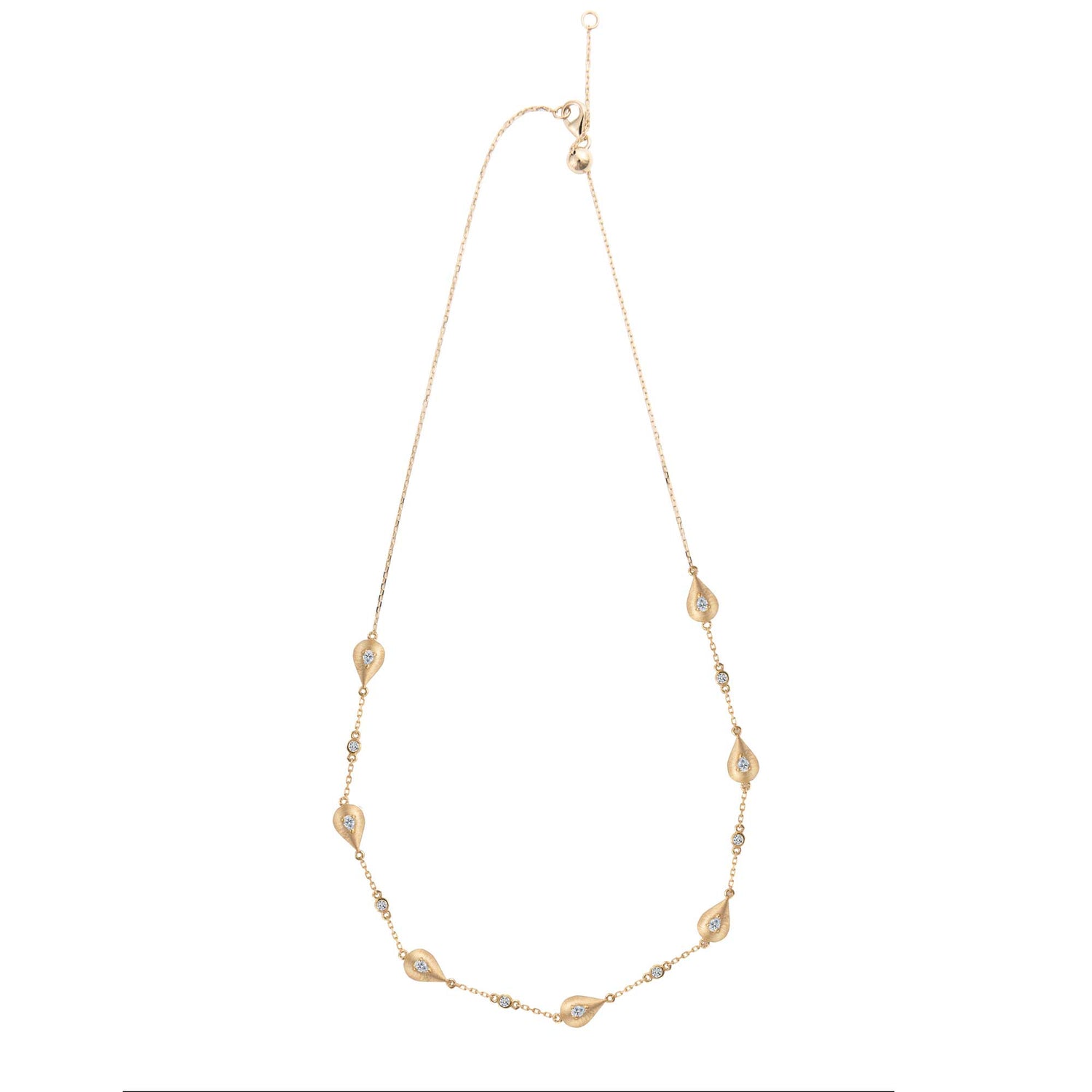 Roma Pear Yellow Gold Diamond 7 Motif Necklace