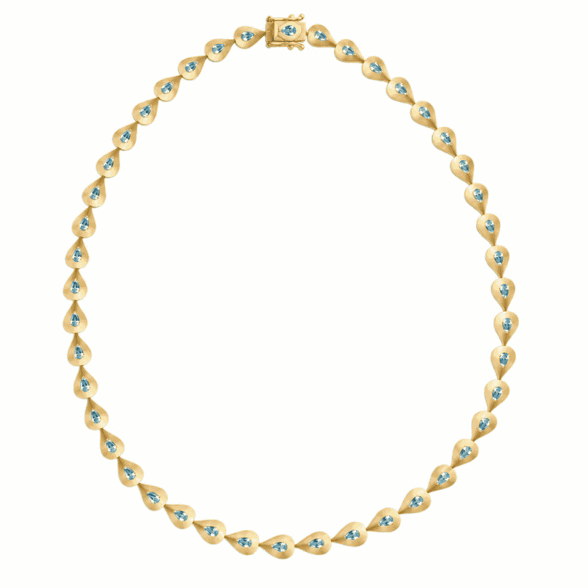 Roma Aquamarine Pear Motif 18K Yellow Gold Necklace