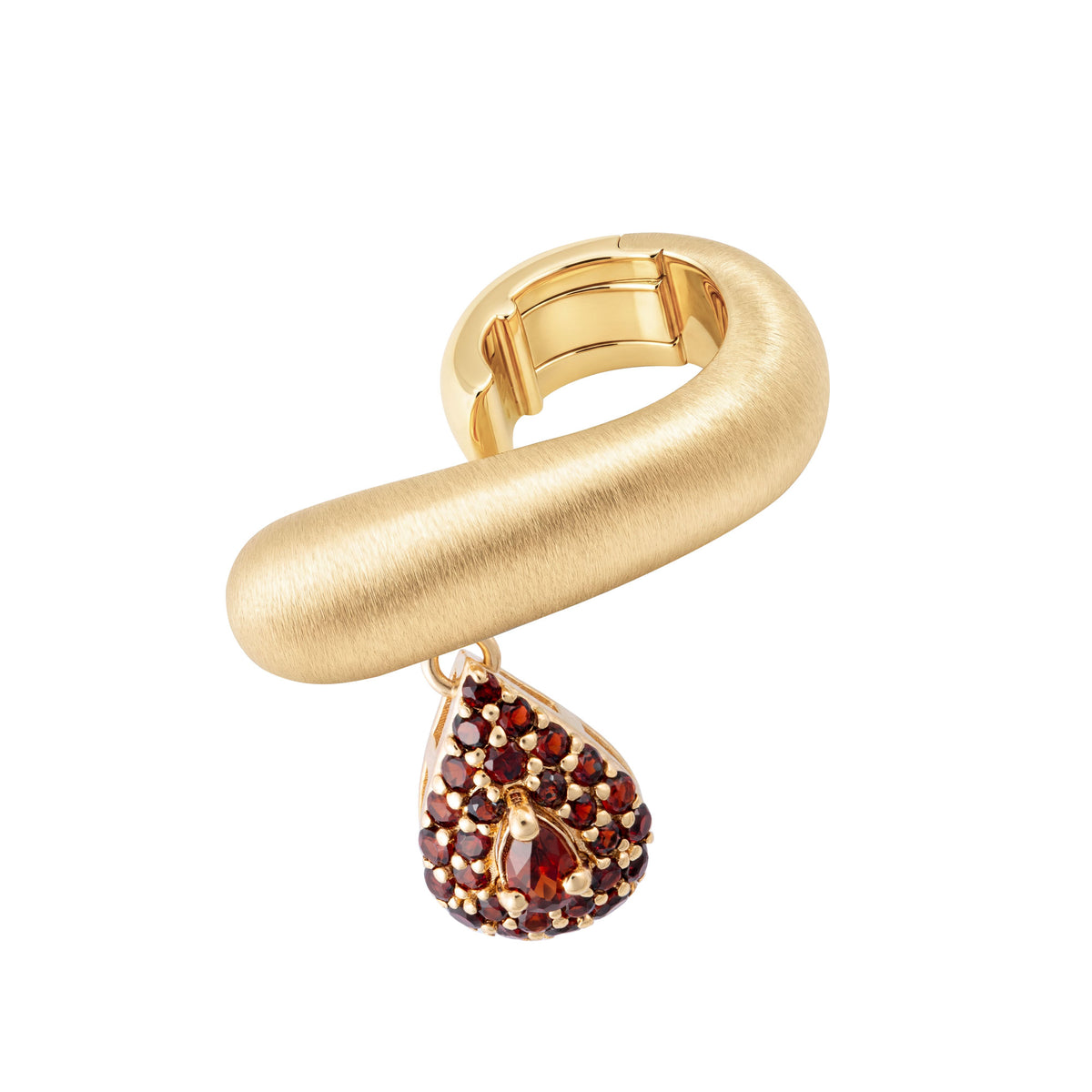 Roma Garnet Yellow Gold Brushed Sculptural Earring