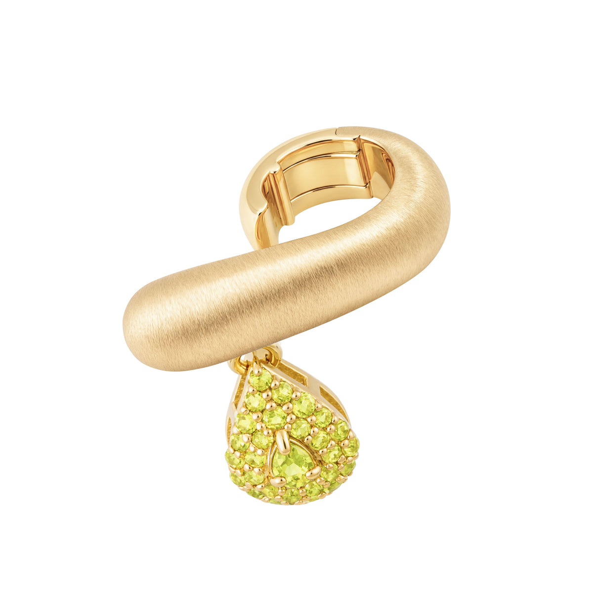 Roma Peridot Yellow Gold Brushed Sculptural Earring