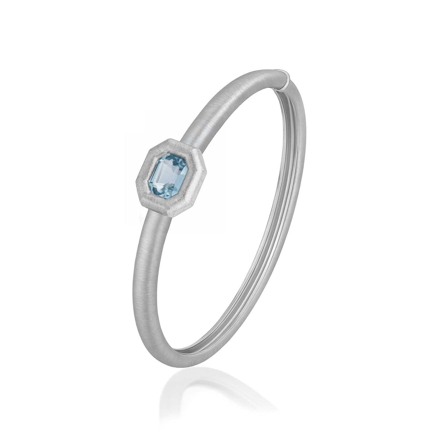 Satine Aquamarine White Gold Emerald Bangle