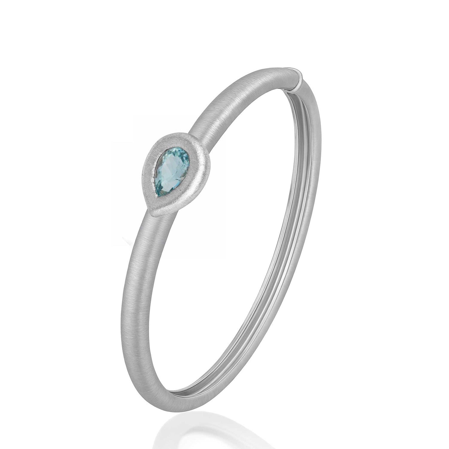 Satine Aquamarine White Gold Oval Bangle