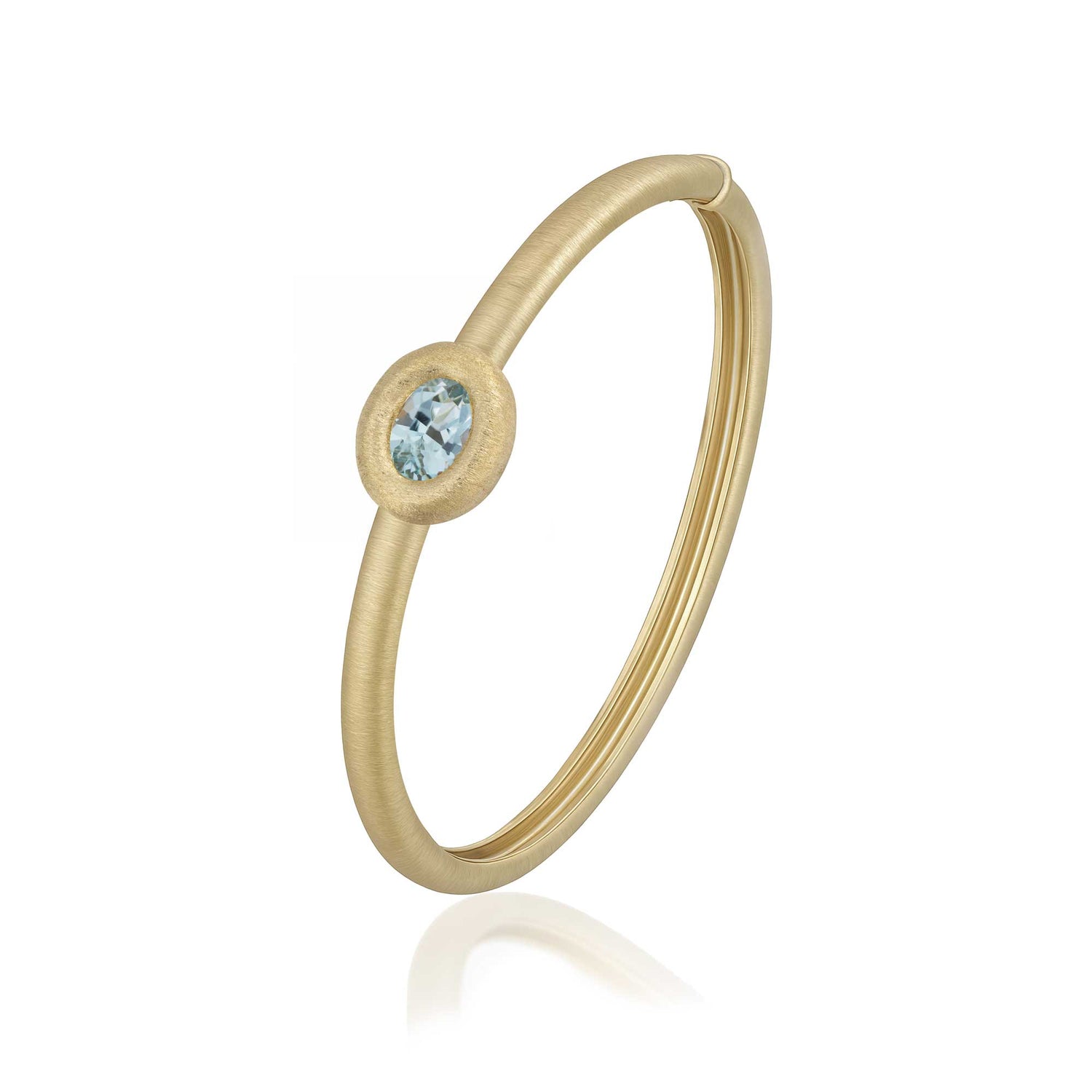 Satine Aquamarine Yellow Gold Oval Bangle