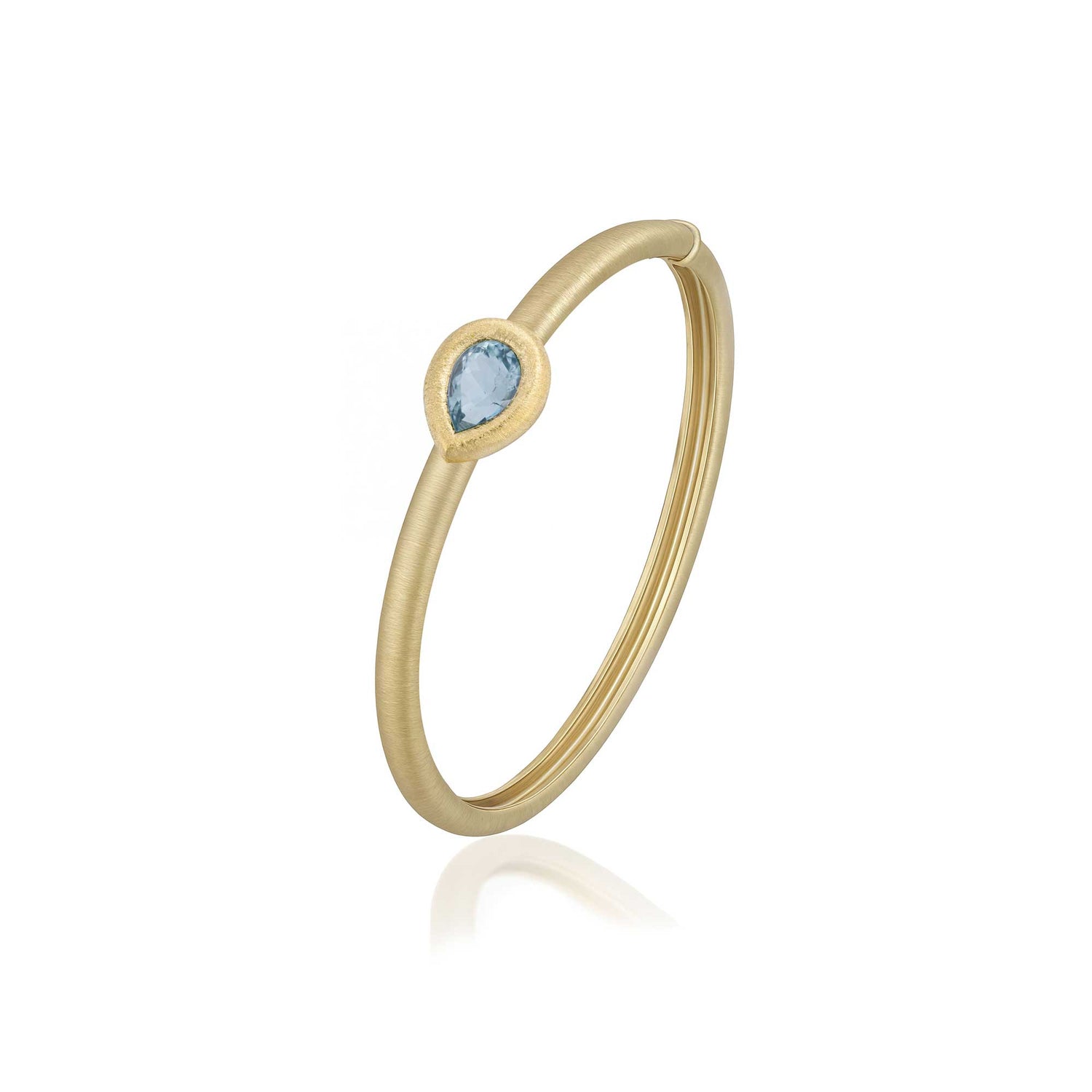 Satine Aquamarine Yellow Gold Pear Bangle