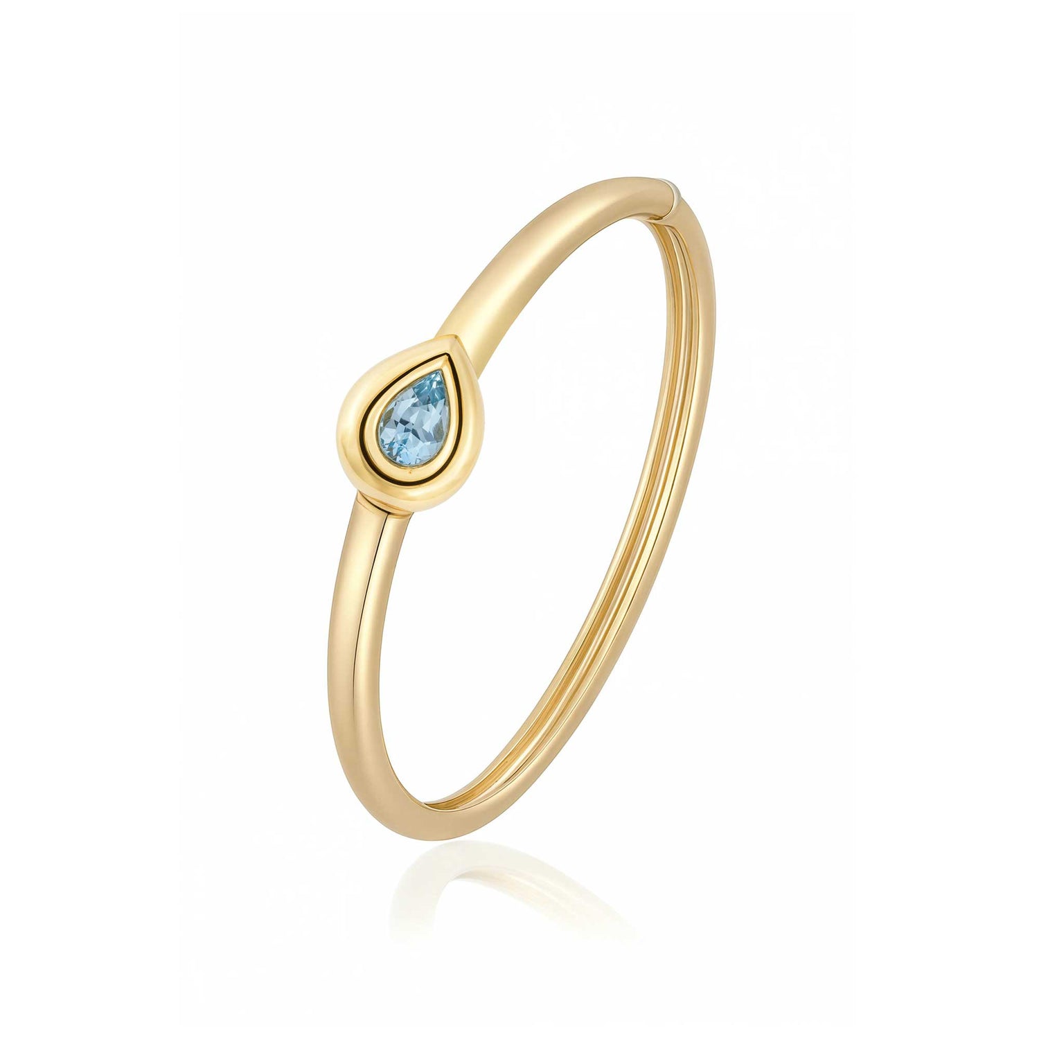Satine Aquamarine Yellow Gold Pear Bangle