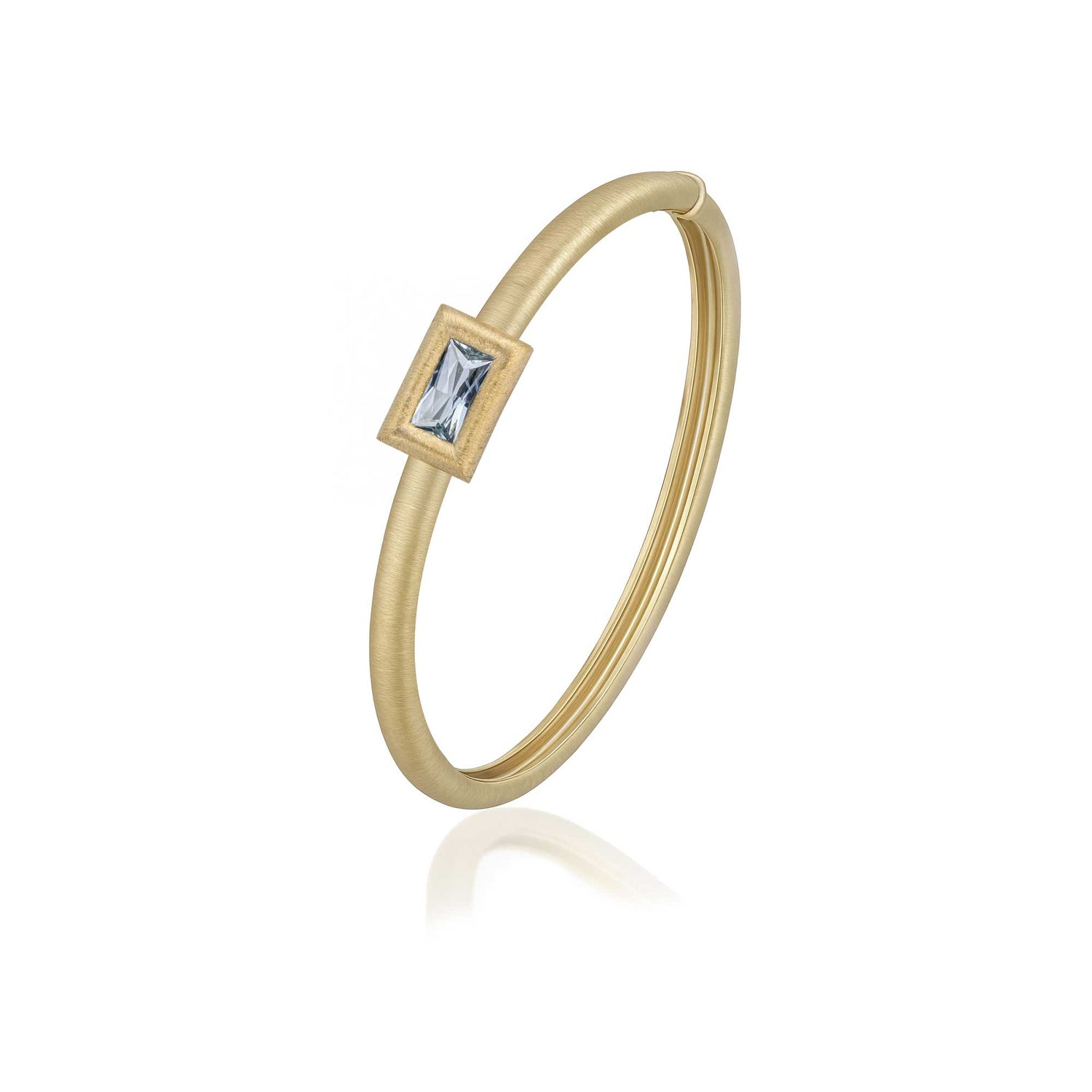 Satine Aquamarine Yellow Gold Rectangular Bangle