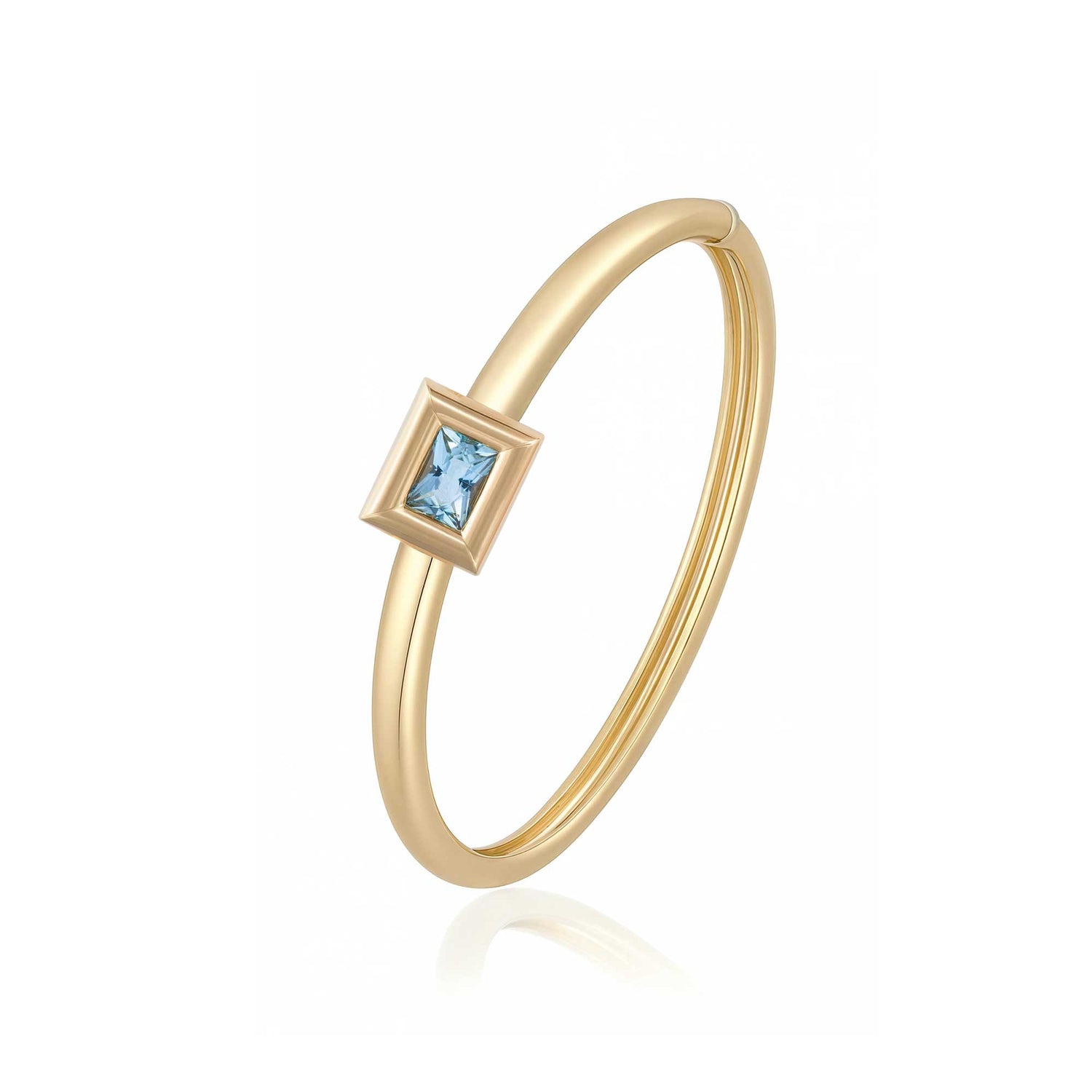 Satine Aquamarine Yellow Gold Square Bangle