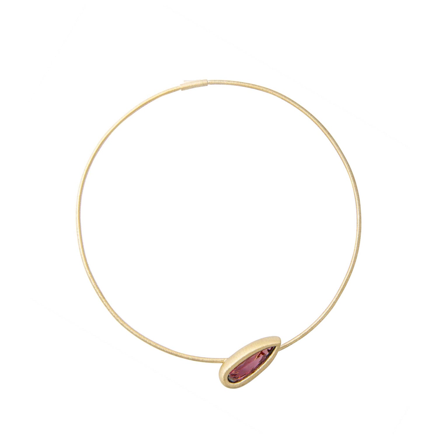 Satine Brown Tourmaline Yellow Gold Marquise Brushed Necklace