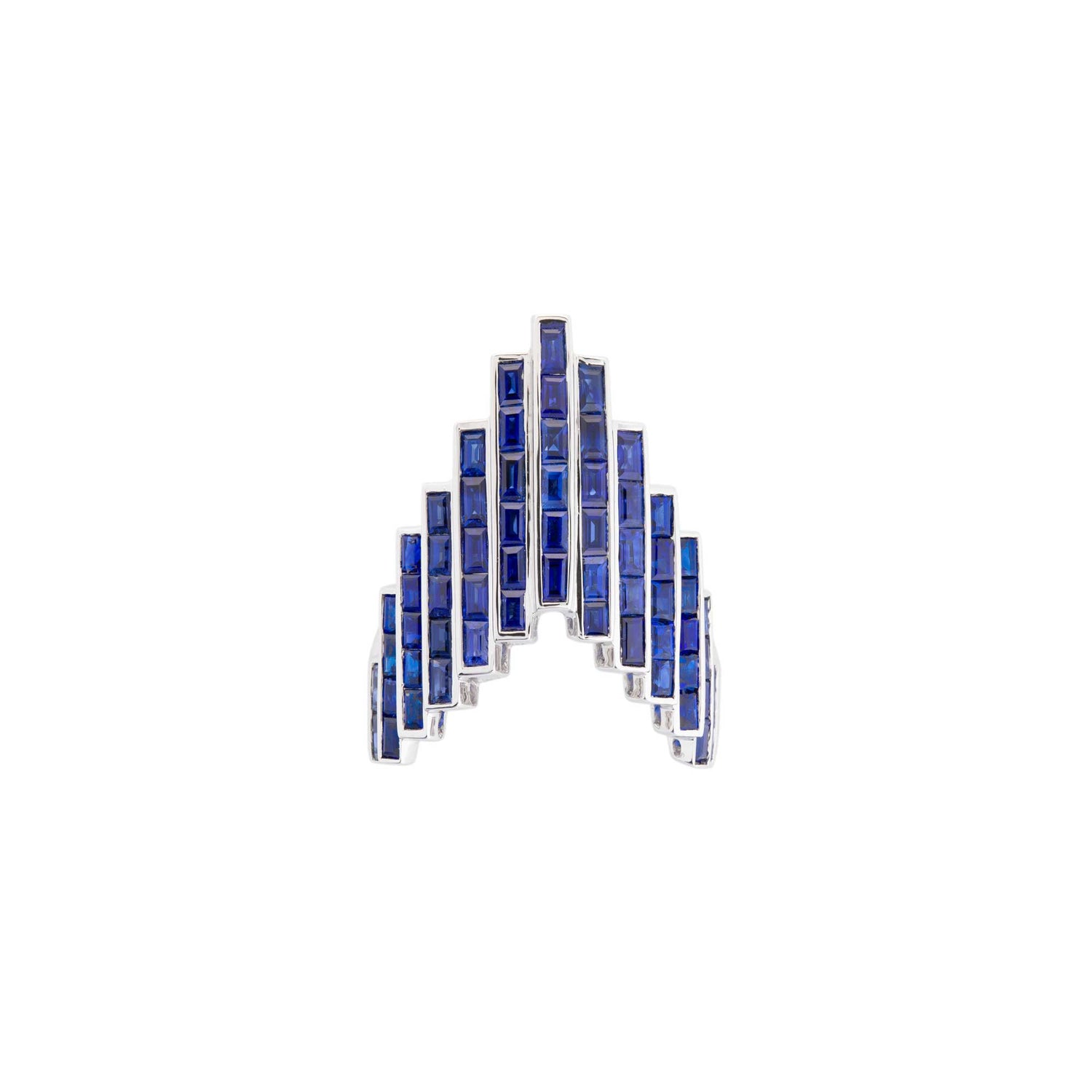 Satine Galaxy Blue Sapphire White Gold Baguette Ring