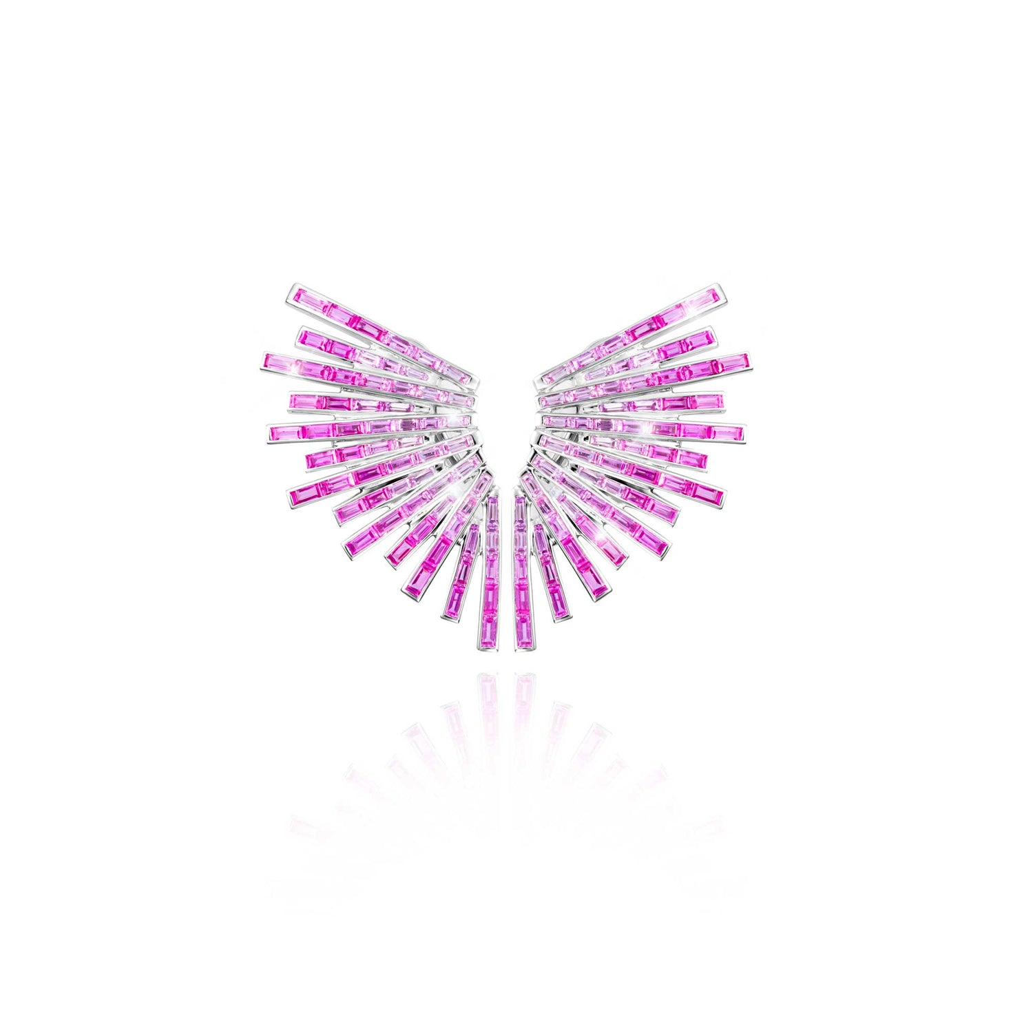 Satine Galaxy Pink Sapphire White Gold Baguette Earring