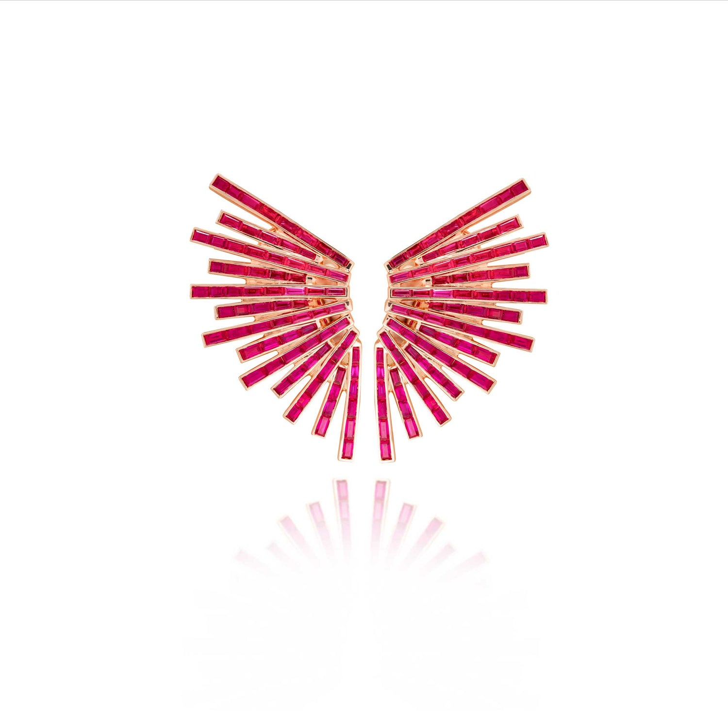 Satine Galaxy Ruby Rose Gold Baguette Earring