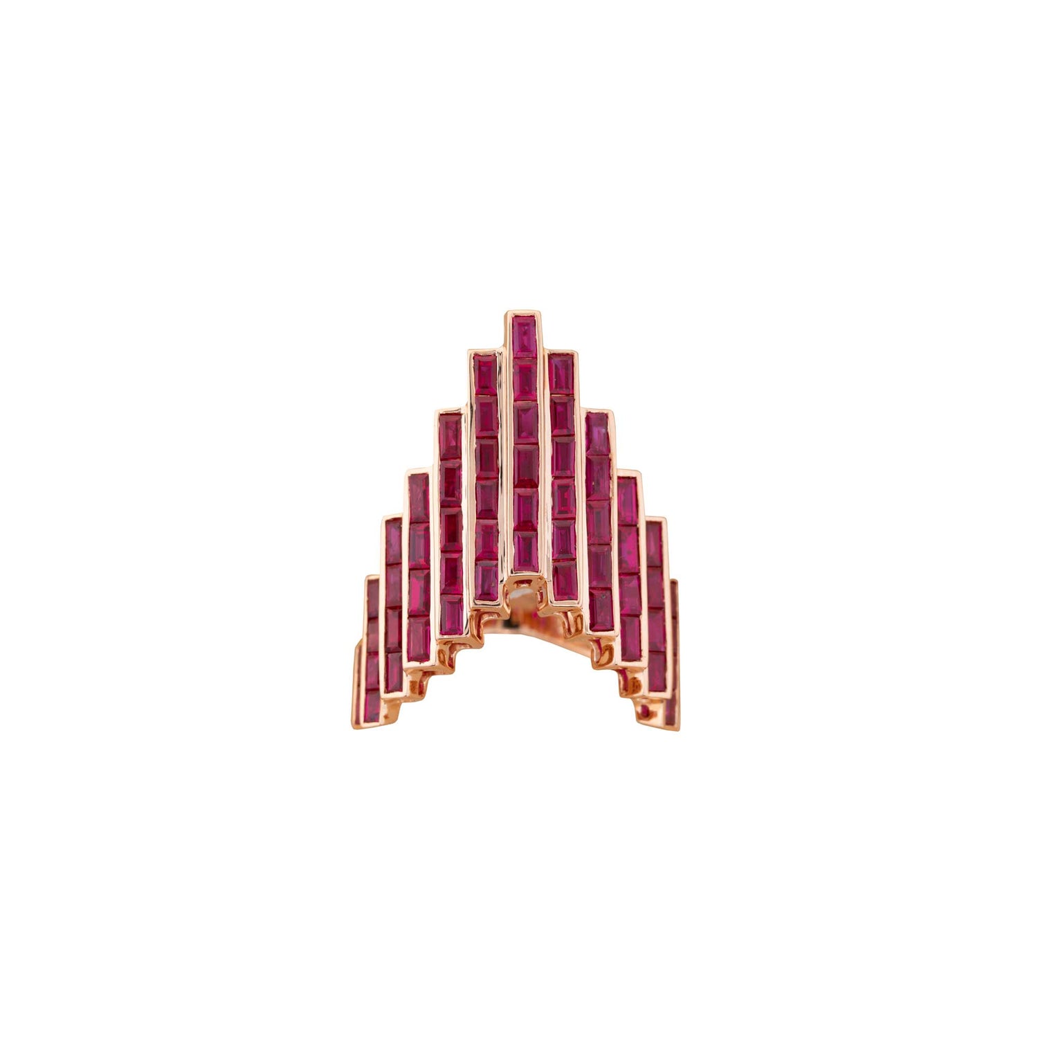 Satine Galaxy Ruby Rose Gold Baguette Ring