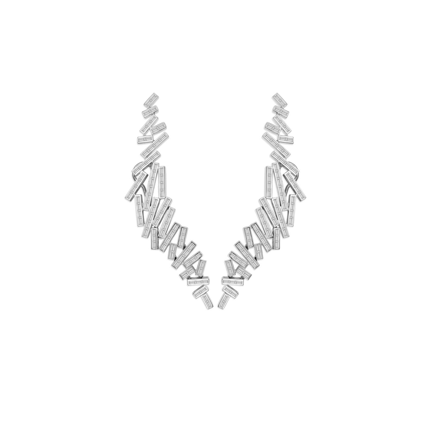 Satine Galaxy White Gold Diamond Large Baguette Earring