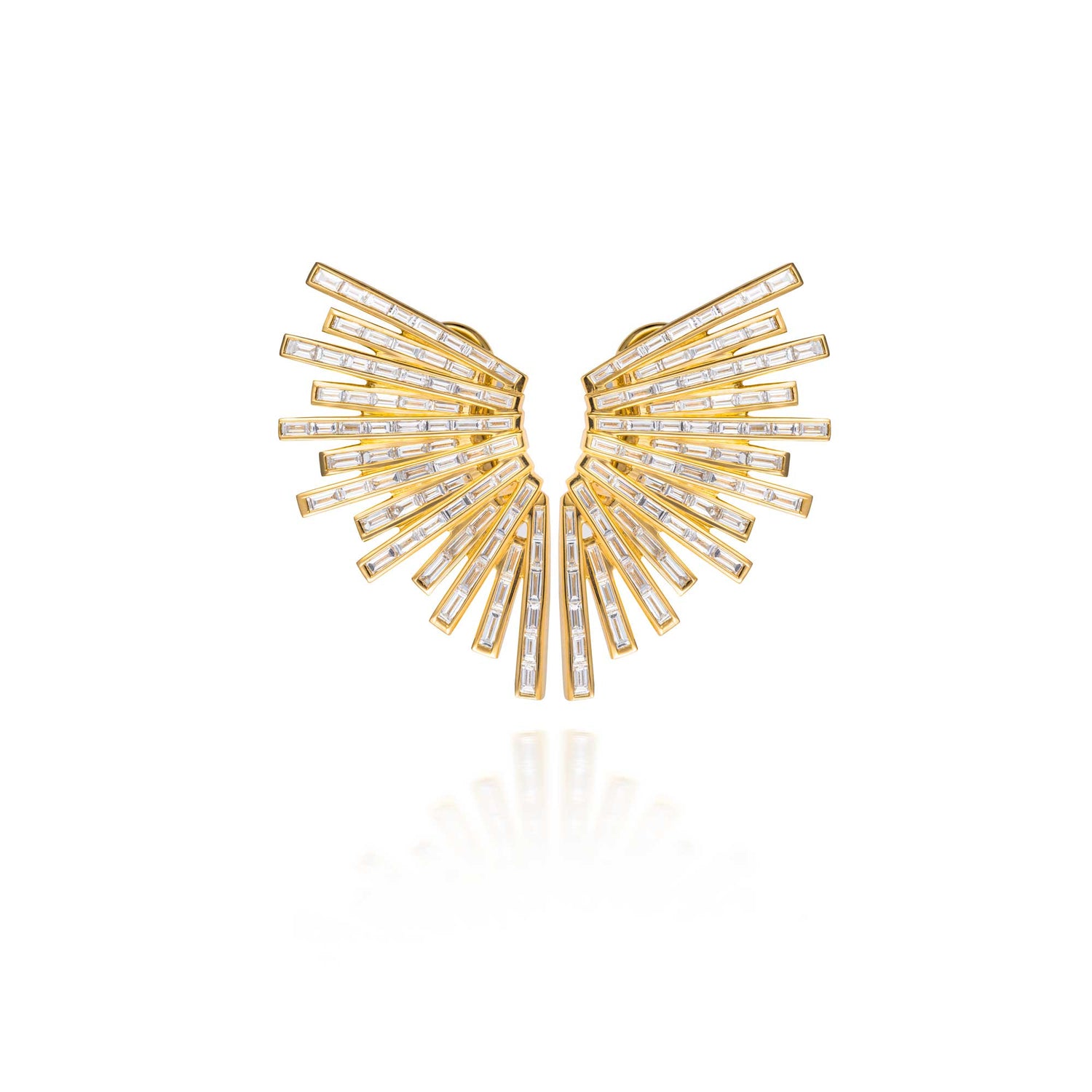 Satine Galaxy Yellow Gold Diamond Baguette Earring