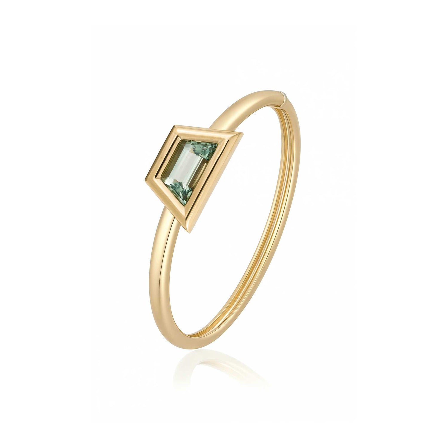 Satine Multi-Color Stone Yellow Gold Tilted Rectangular High Gloss Bangle