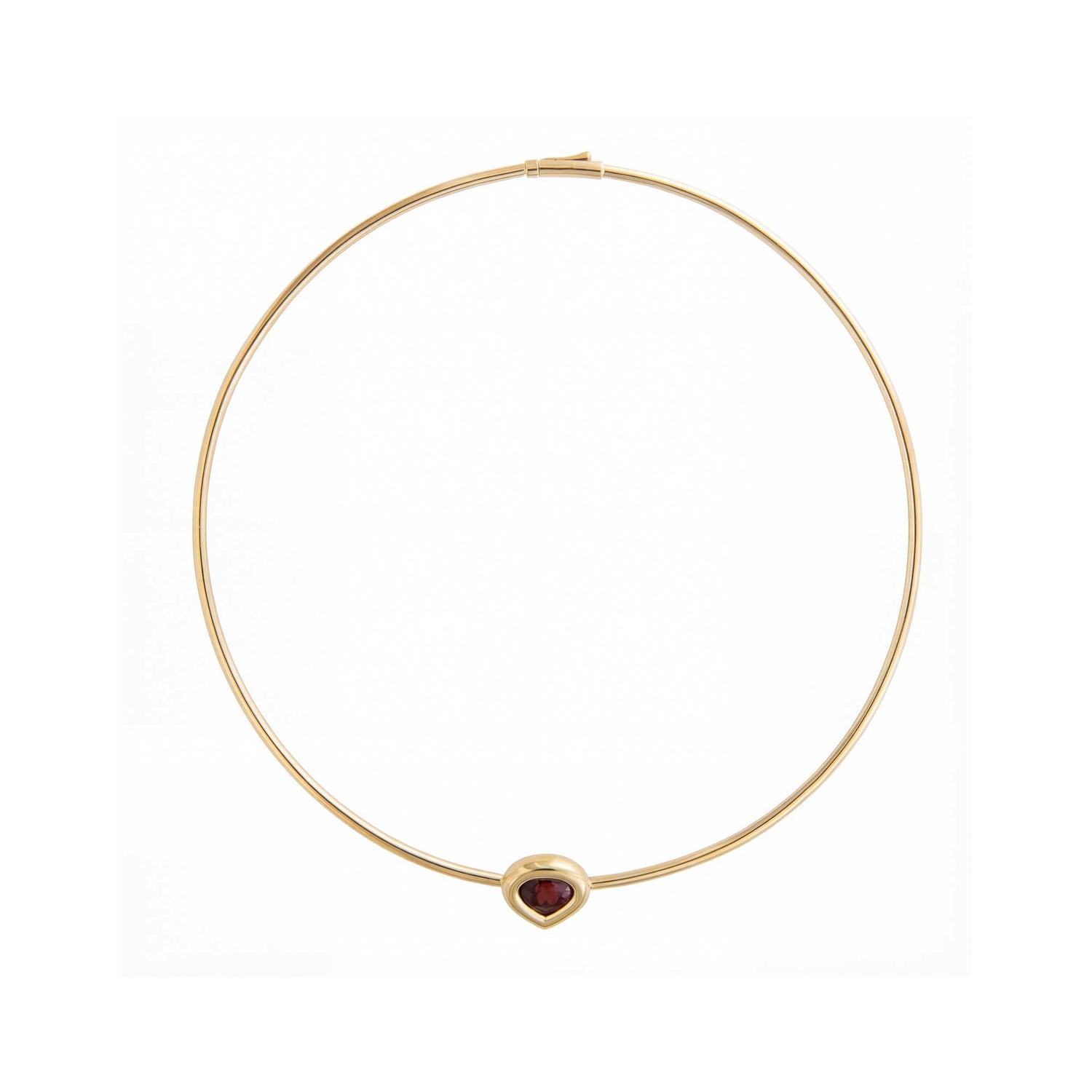 Satine Red Yellow Gold Pear Brushed Necklace