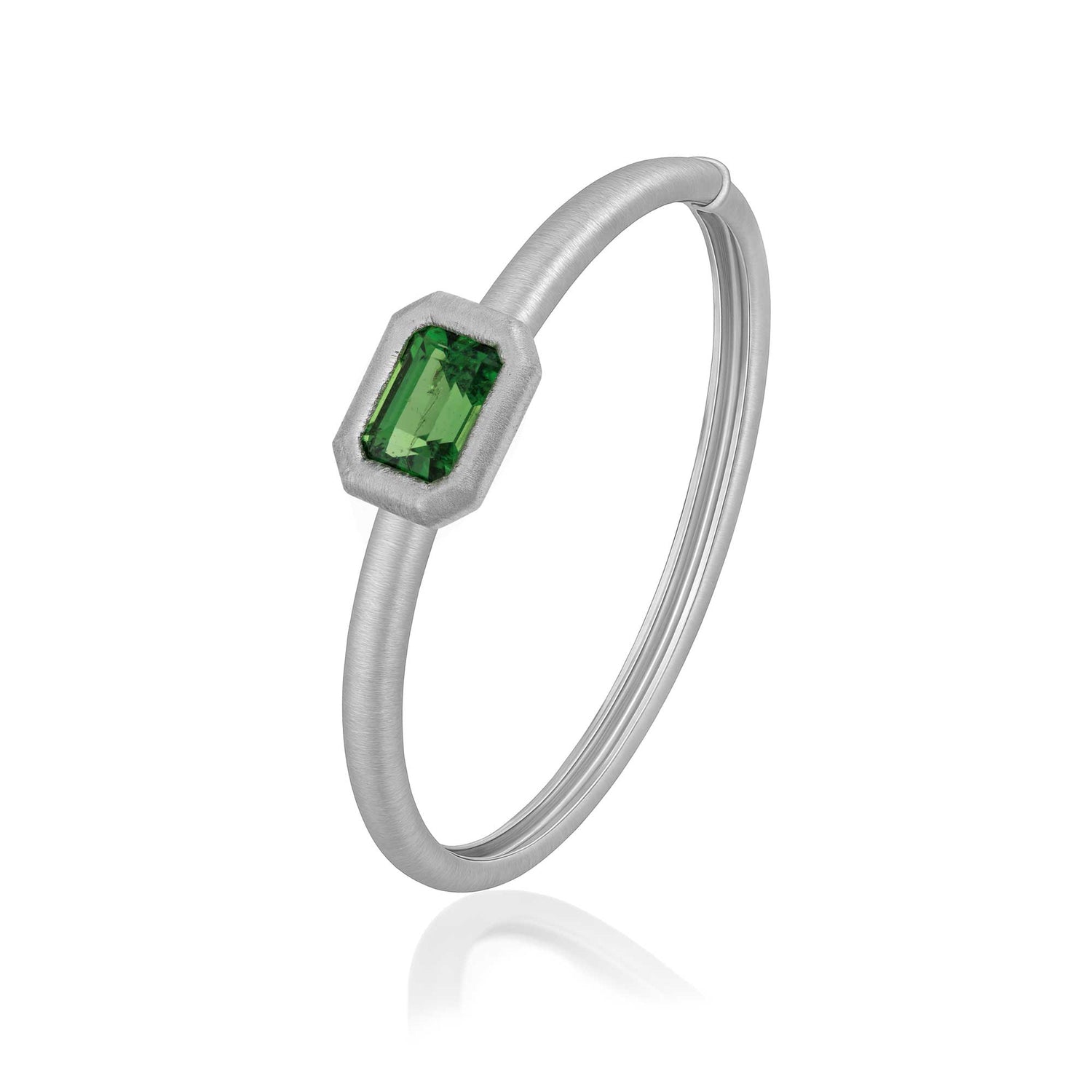Satine Tourmaline White Gold Emerald Bangle