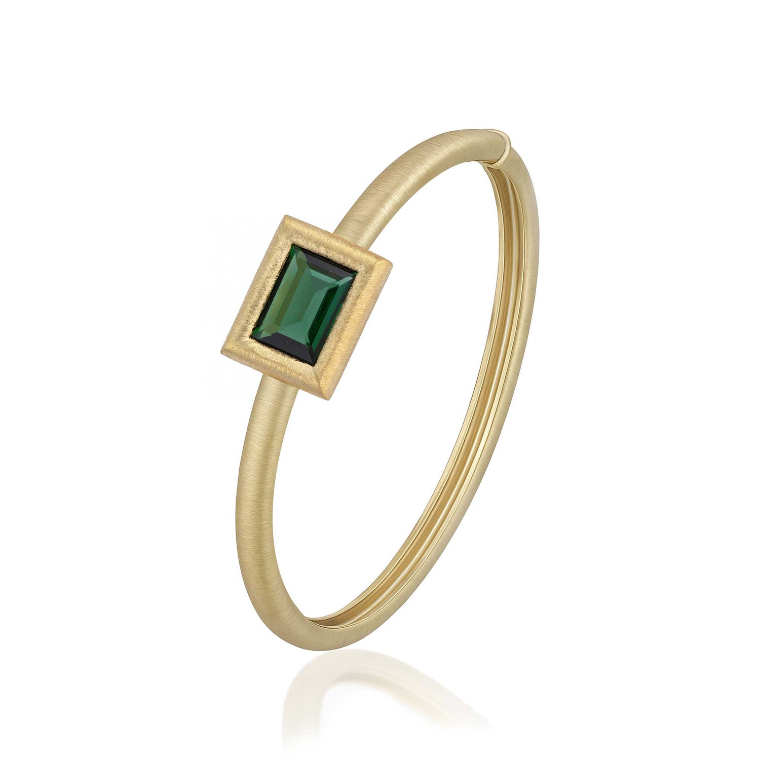 Satine Tourmaline Yellow Gold Classic Rectangular Bangle