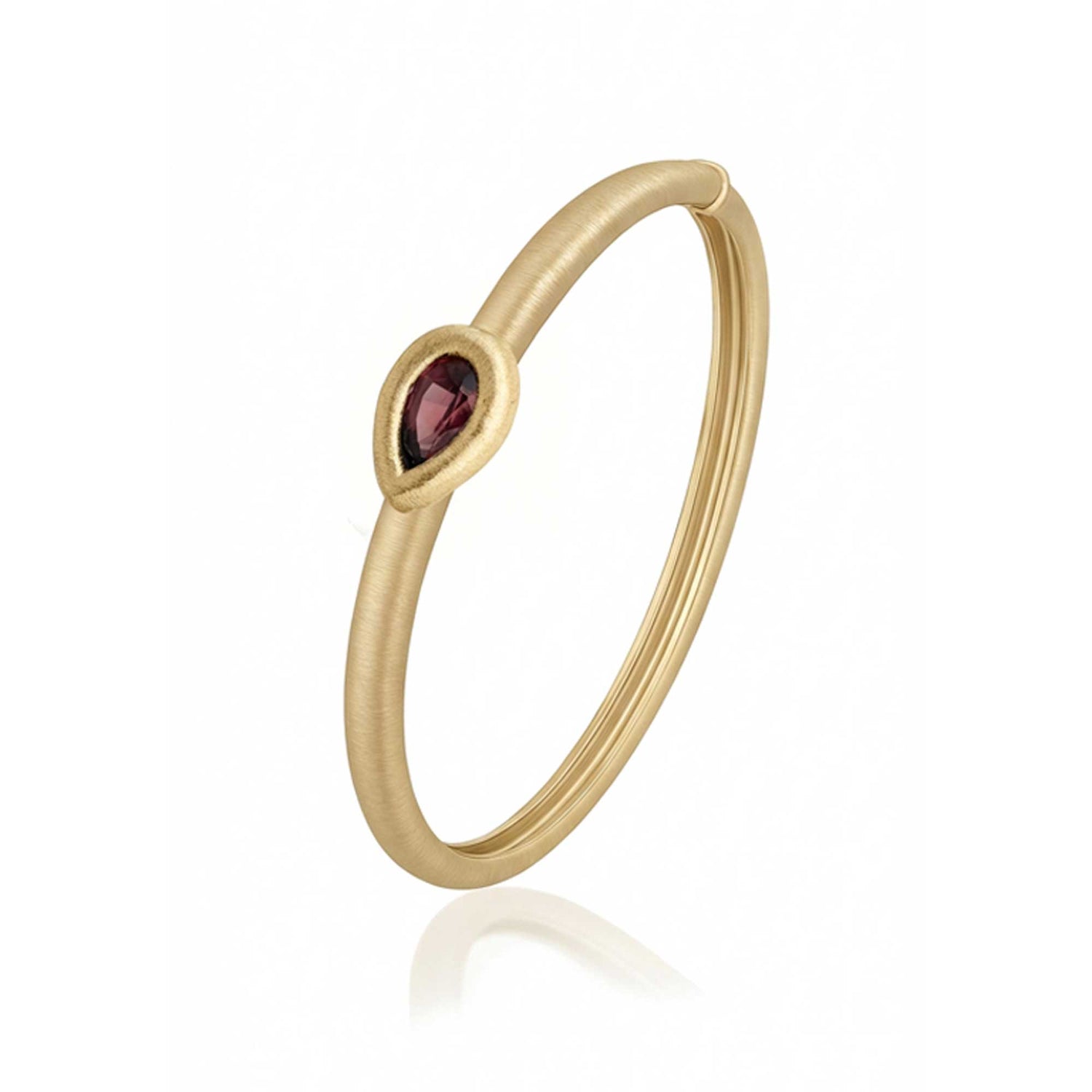 Satine Tourmaline Yellow Gold Elongated Pear Brushed Bangle