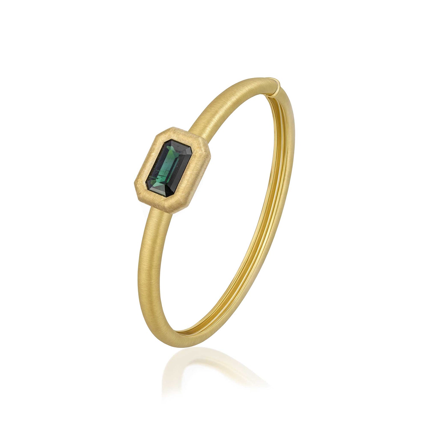 Satine Tourmaline Yellow Gold Elongated Rectangular Bangle