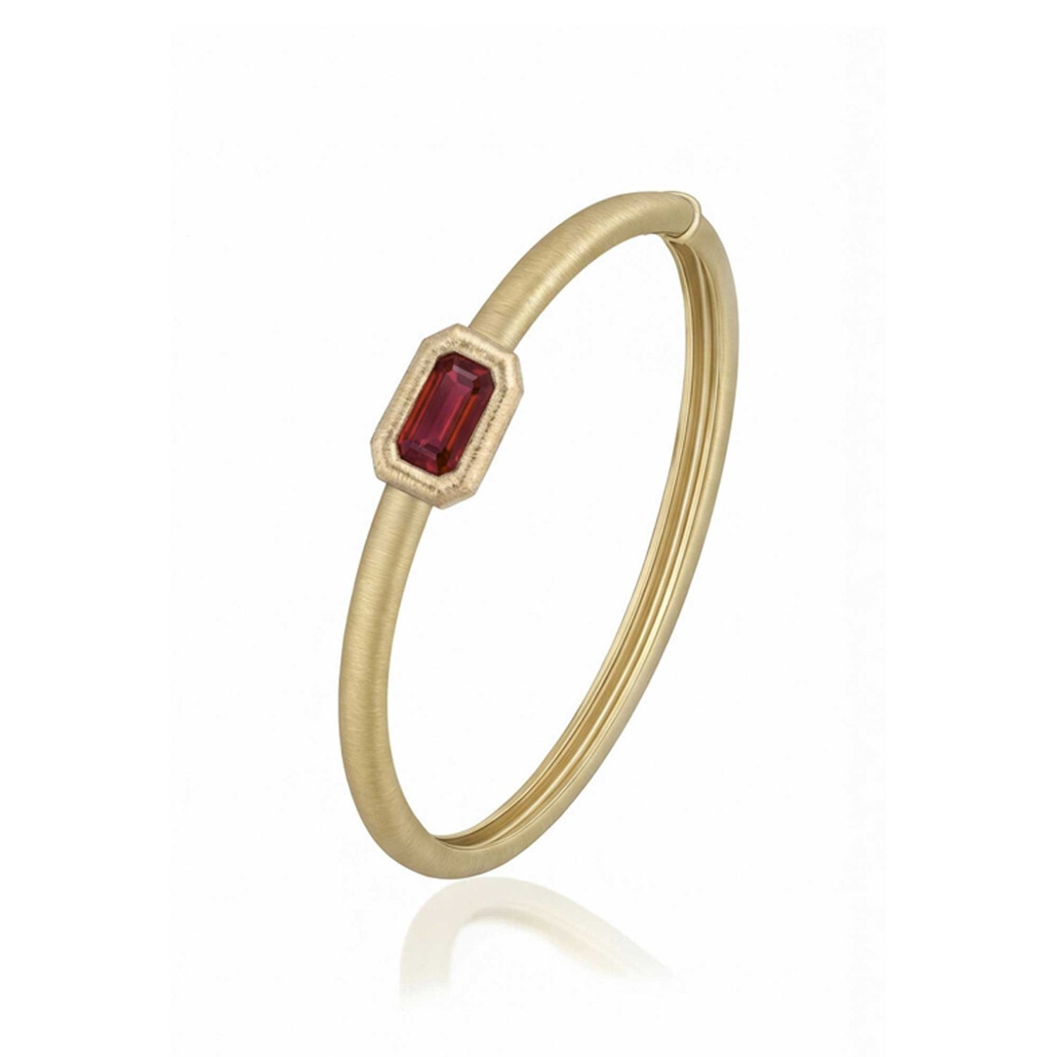 Satine Tourmaline Yellow Gold Elongated Rectangular Brushed Bangle