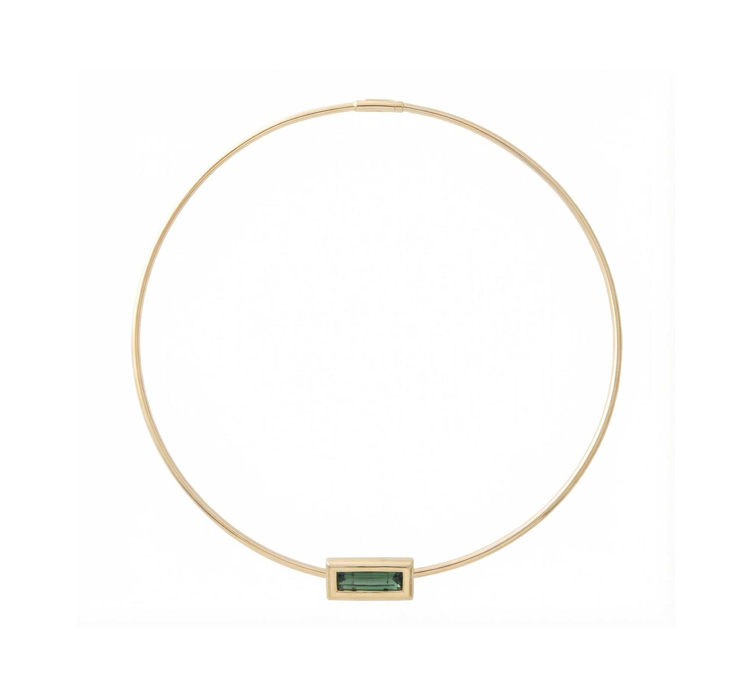 Satine Tourmaline Yellow Gold Rectangular Bar High Gloss Necklace