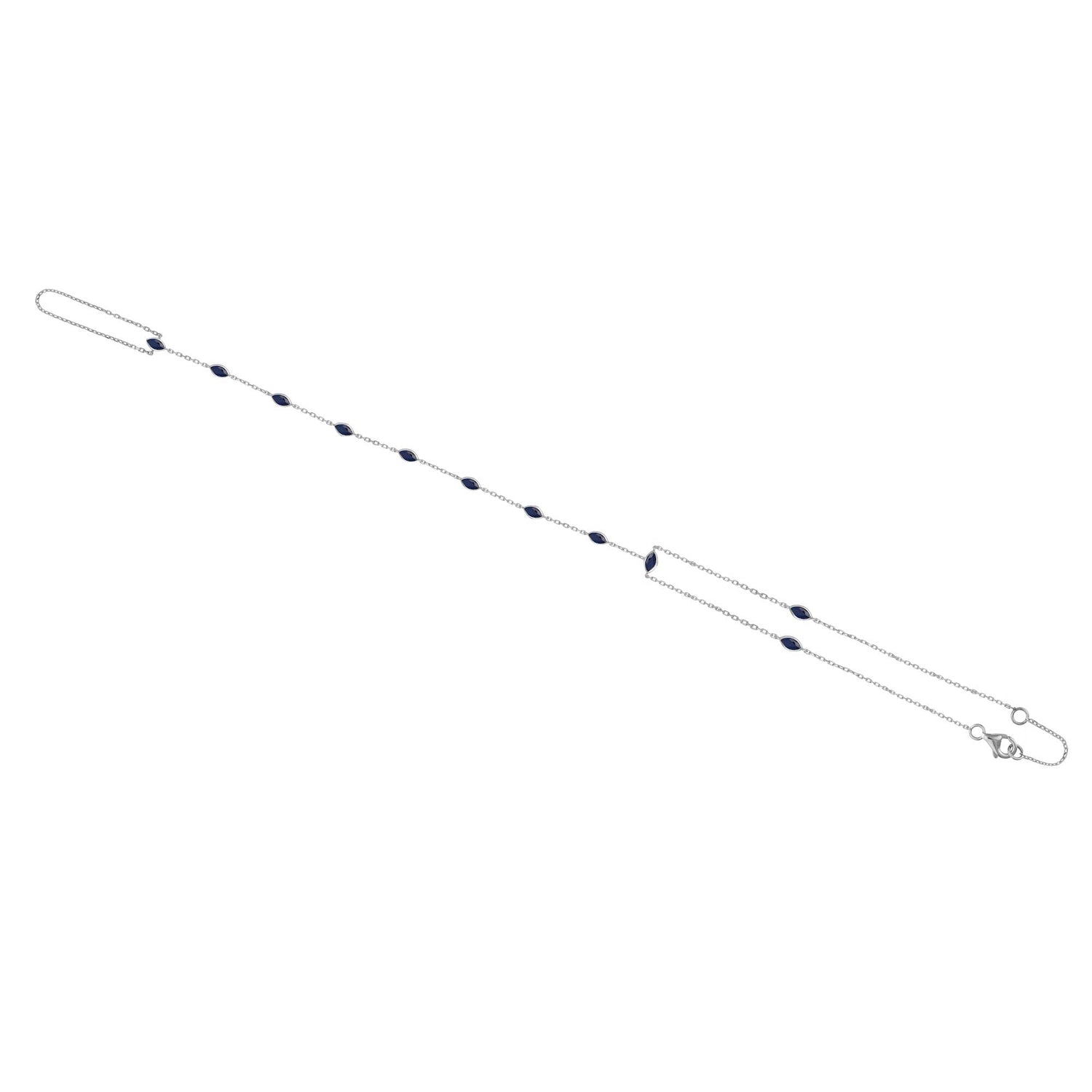 Satine White Gold Blue Stone Link Handchain