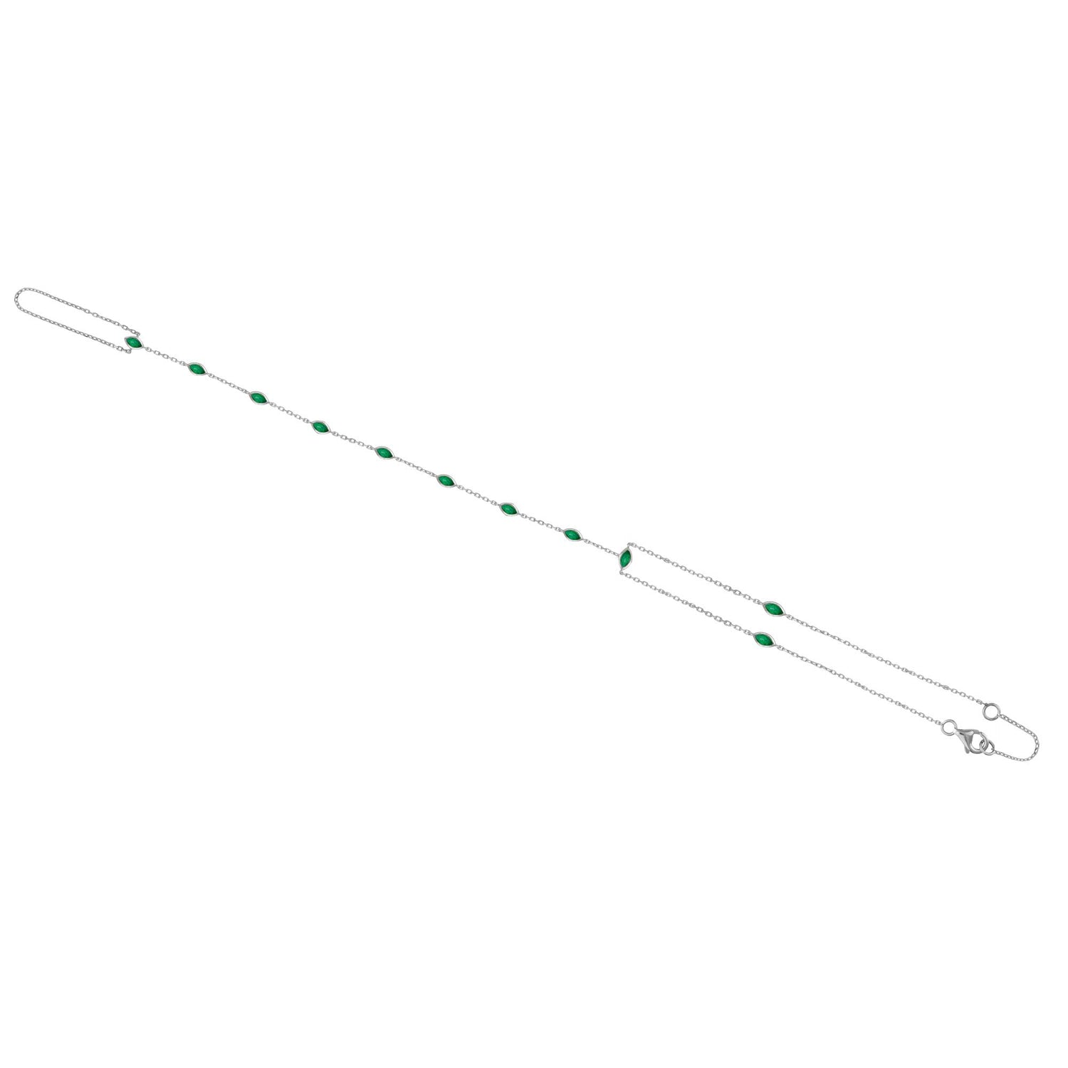 Satine White Gold Emerald Link Handchain