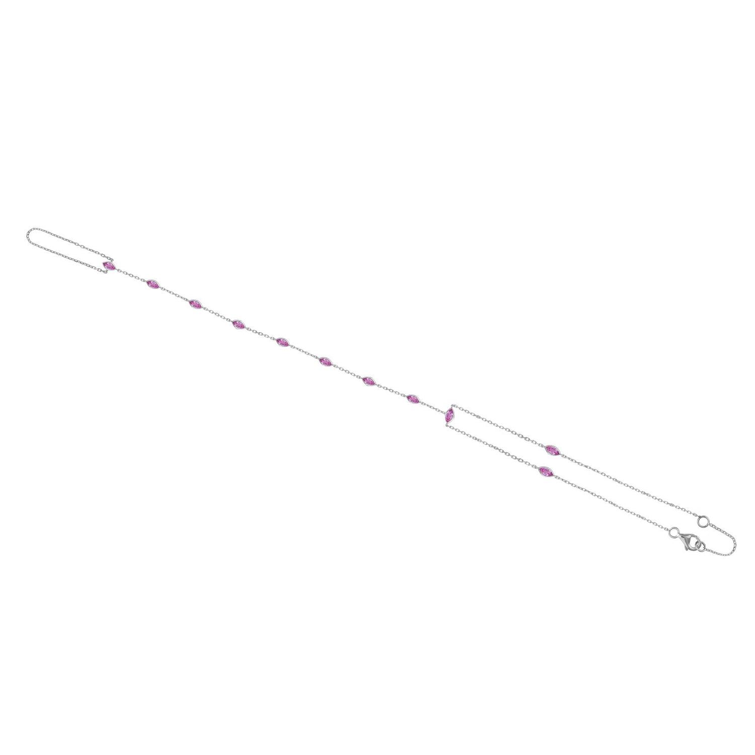 Satine White Gold Pink Stone Link Handchain