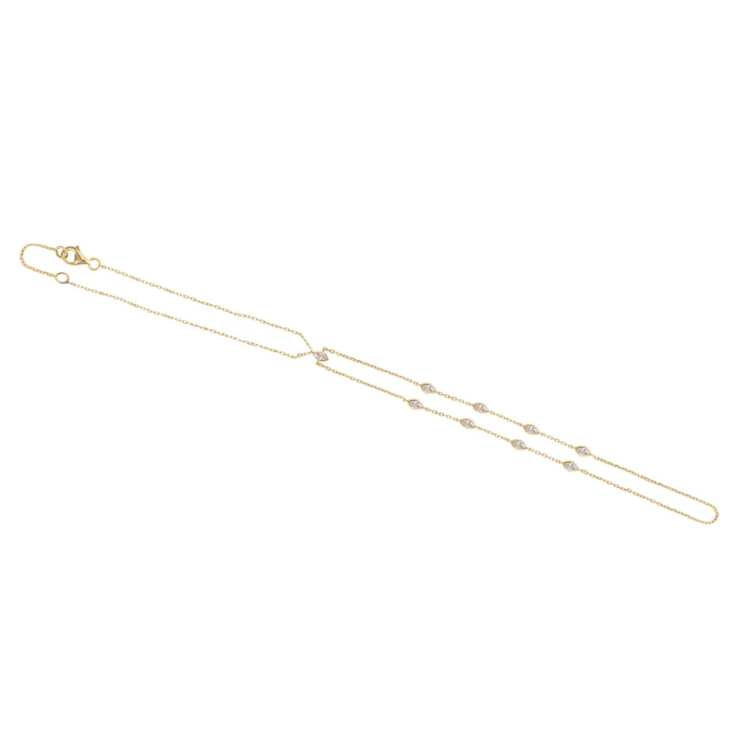 Satine Yellow Gold Diamond Fine Link Handchain